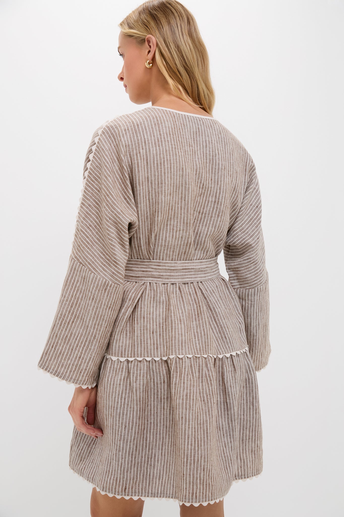 Brown Stripe Linen Tobi Mini Dress