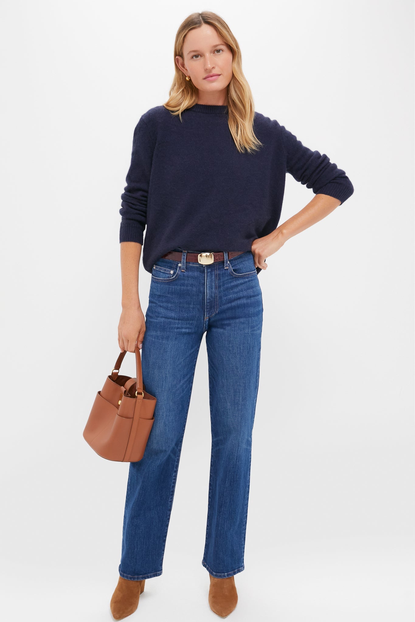 Navy Cashmere Bodie Boyfriend Crewneck