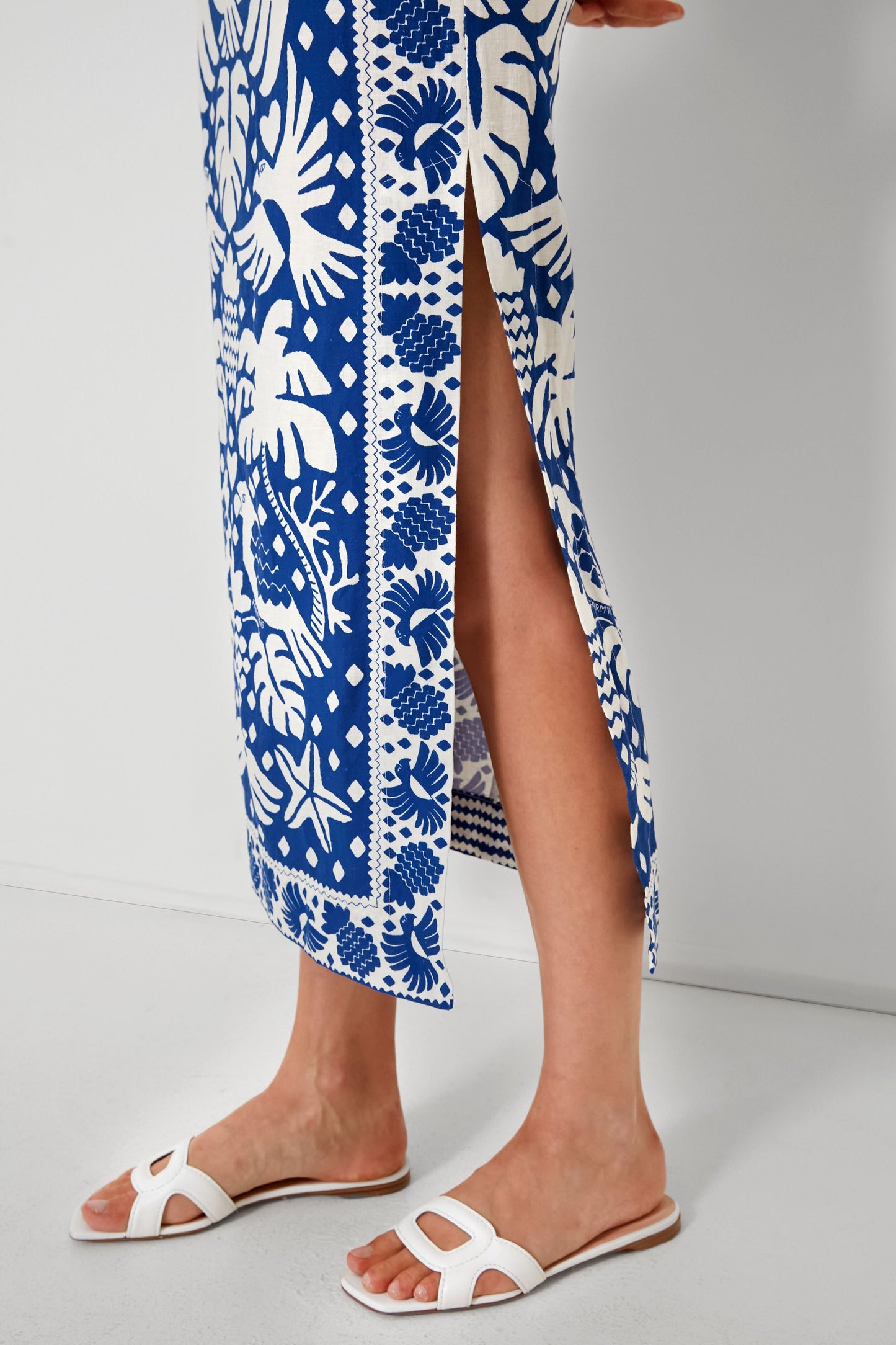 Jungle Scarf Navy Midi Dress