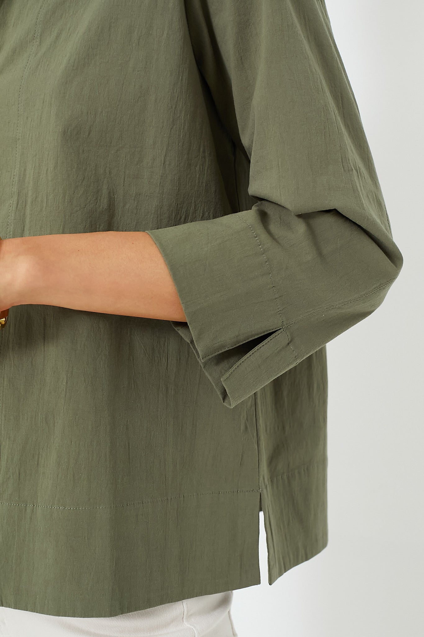 Olive Green Margot Stand Collar Blouse