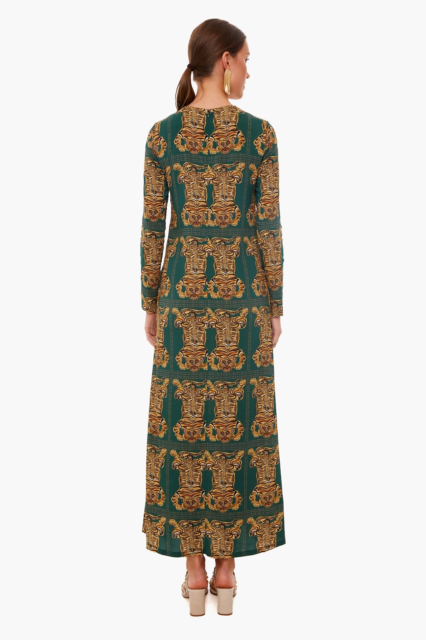 Tiger Tiles Long Sleeve Swing Dress