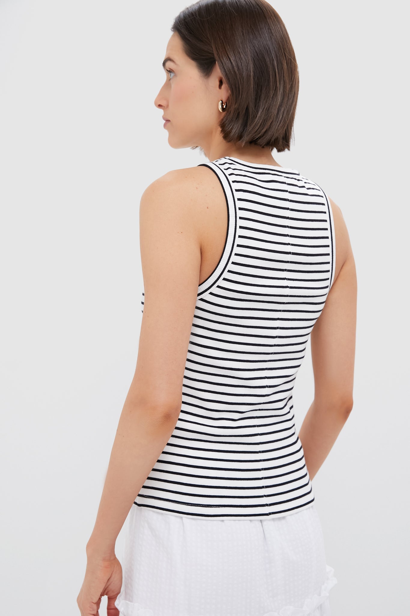 Black Stripe Foley Rib Racerback Tank