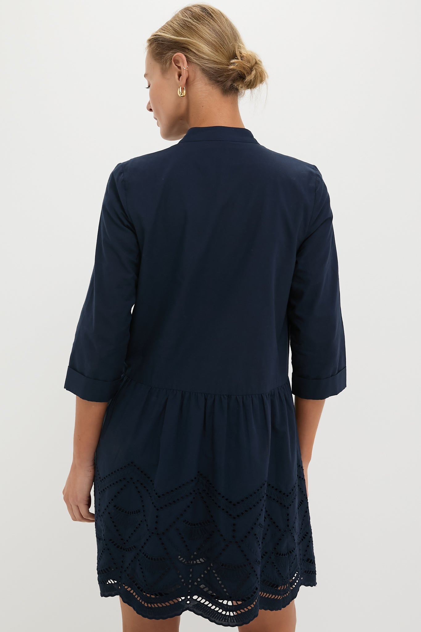 Navy Eyelet Royal Shirt Dress