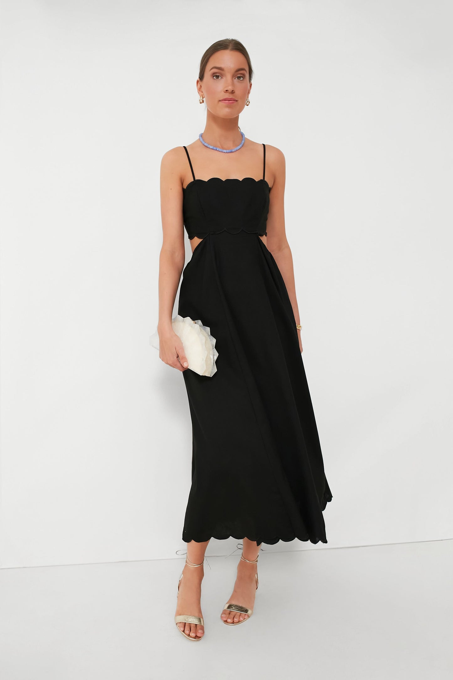 Black Scallop Hem Dress