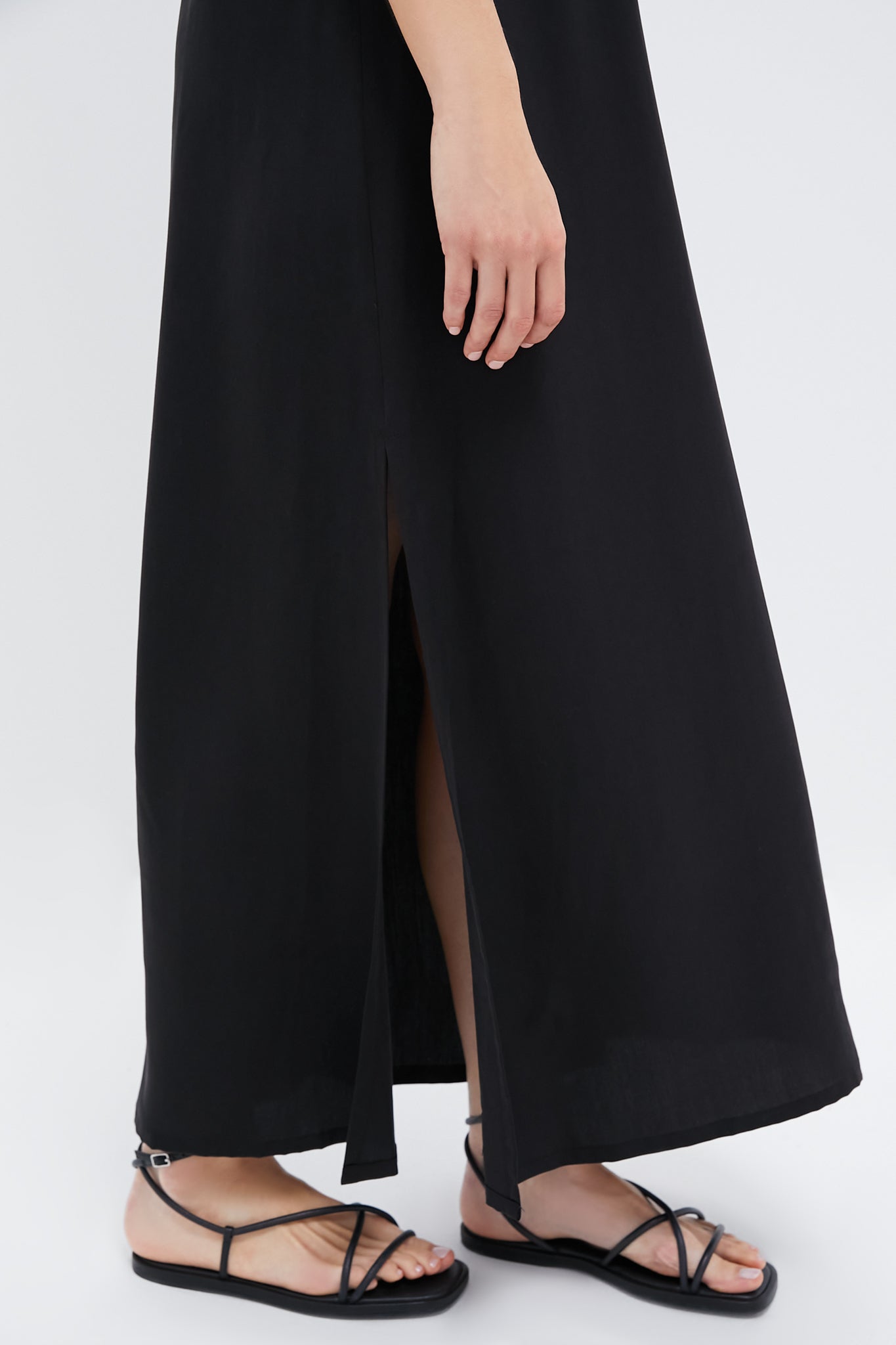 Black Tencel Grecian Keyhole Dress