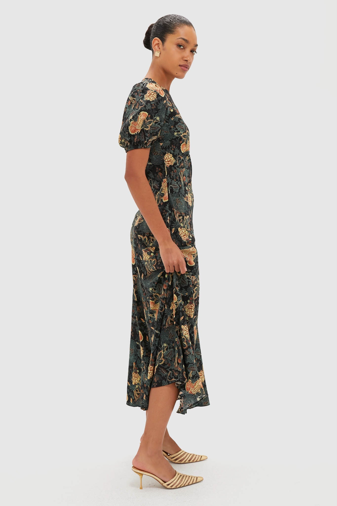 Nuit Ines Puff Sleeve Midi Dress