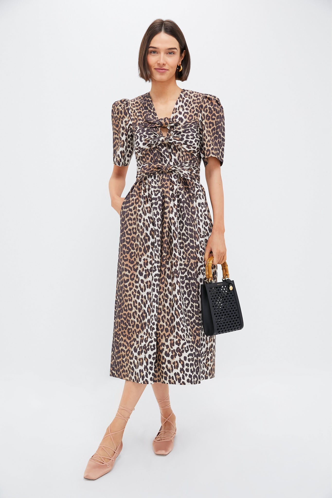 Leopard Tie Strap Midi Dress