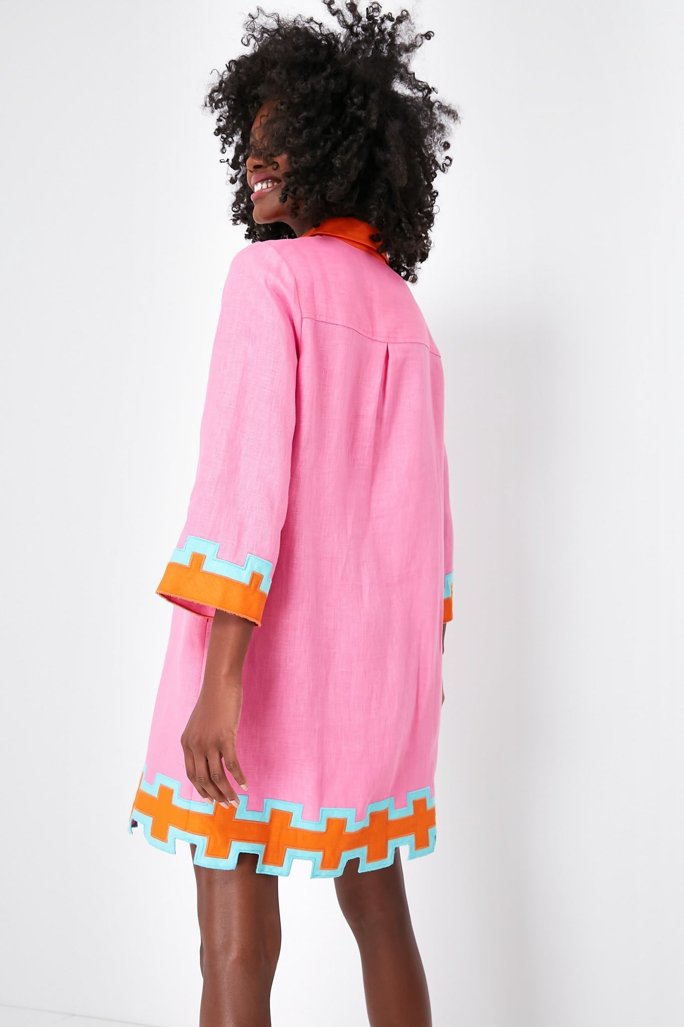 Peony Pink and Tangerine Collier Dress