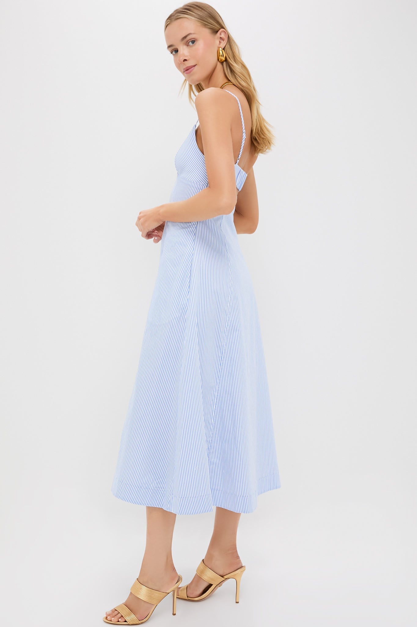 Blue Hydrangea Stripe Honor Cami Midi Dress