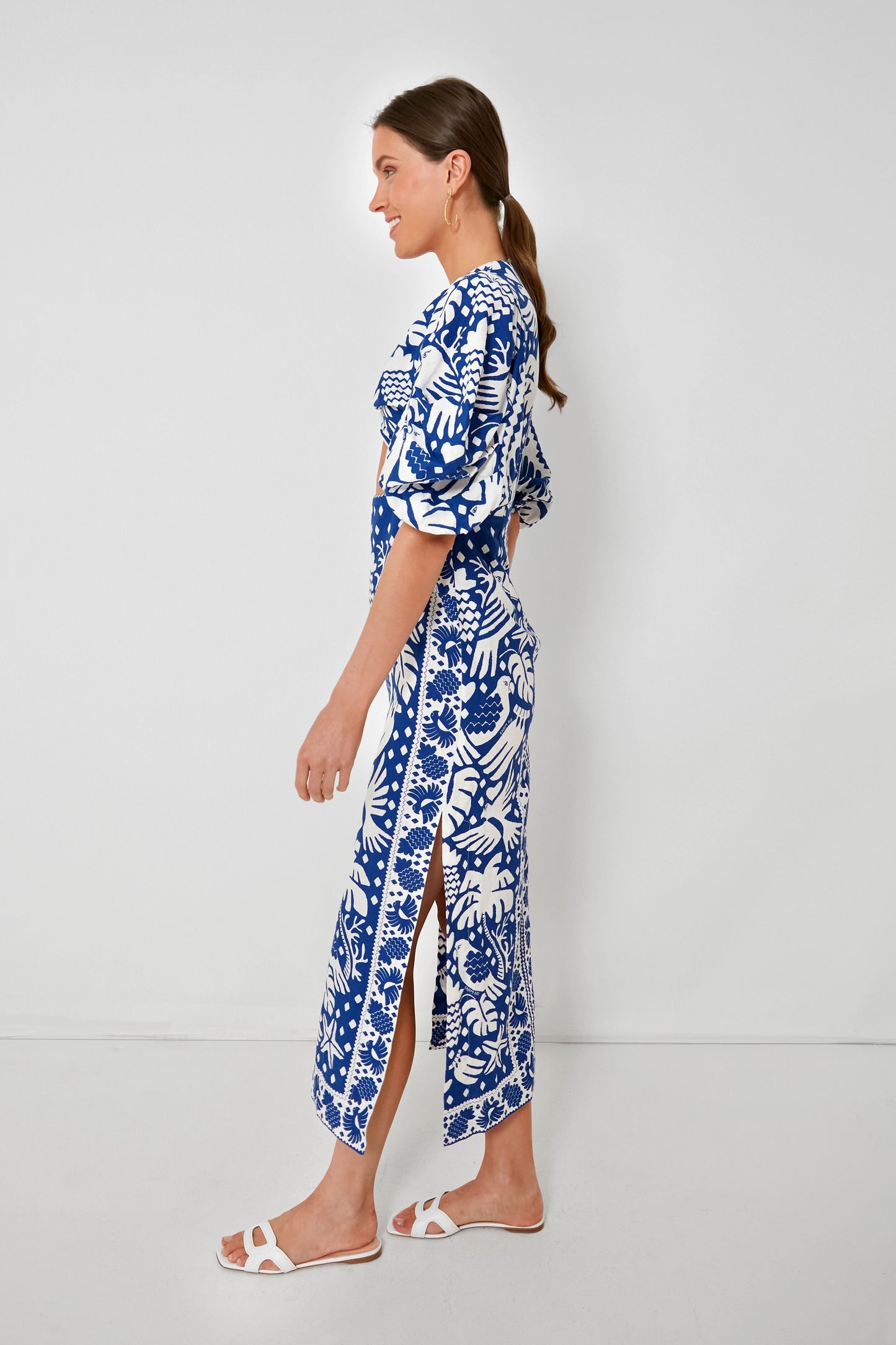Jungle Scarf Navy Midi Dress