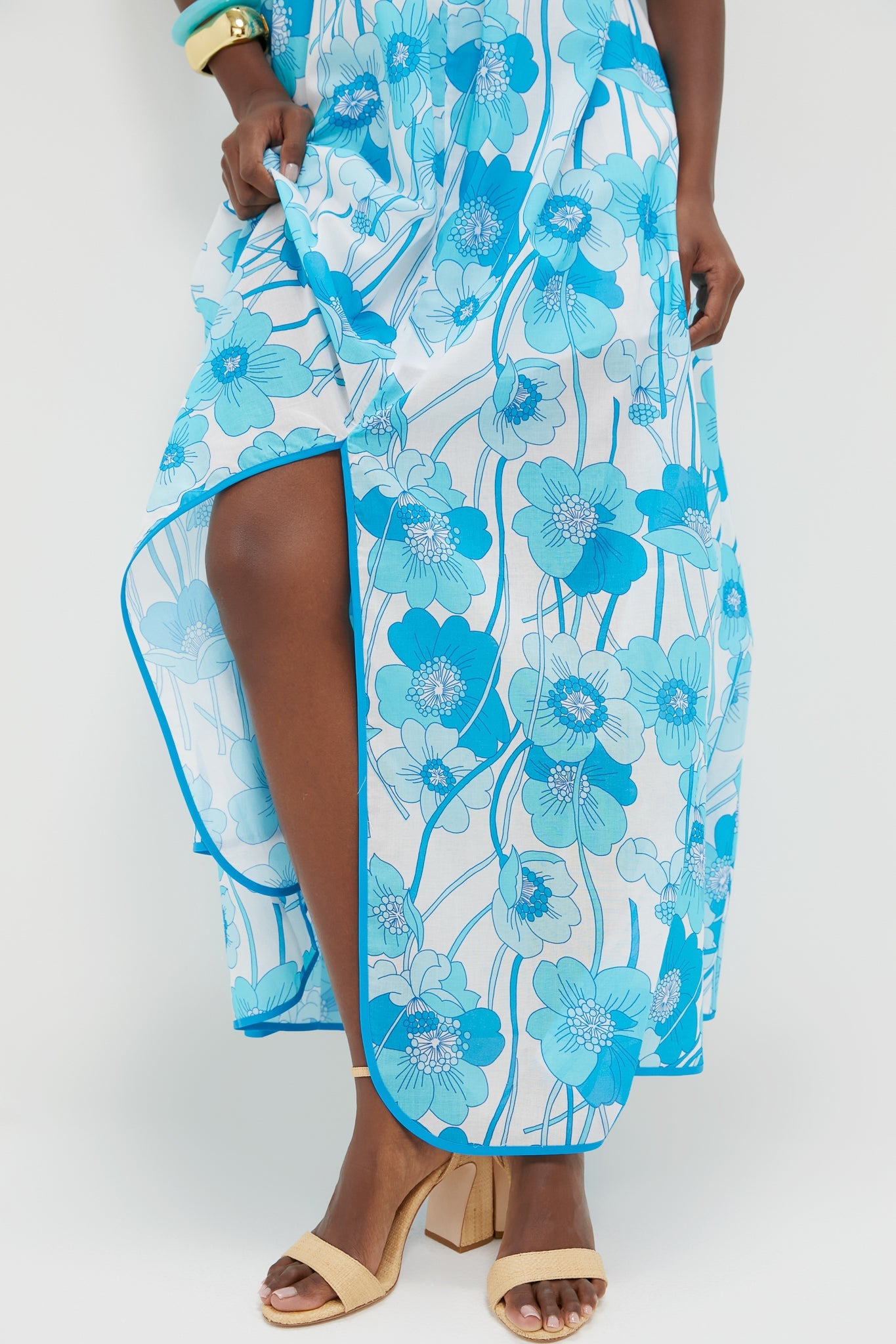 Flowers Waves Maui Halter Midi Dress
