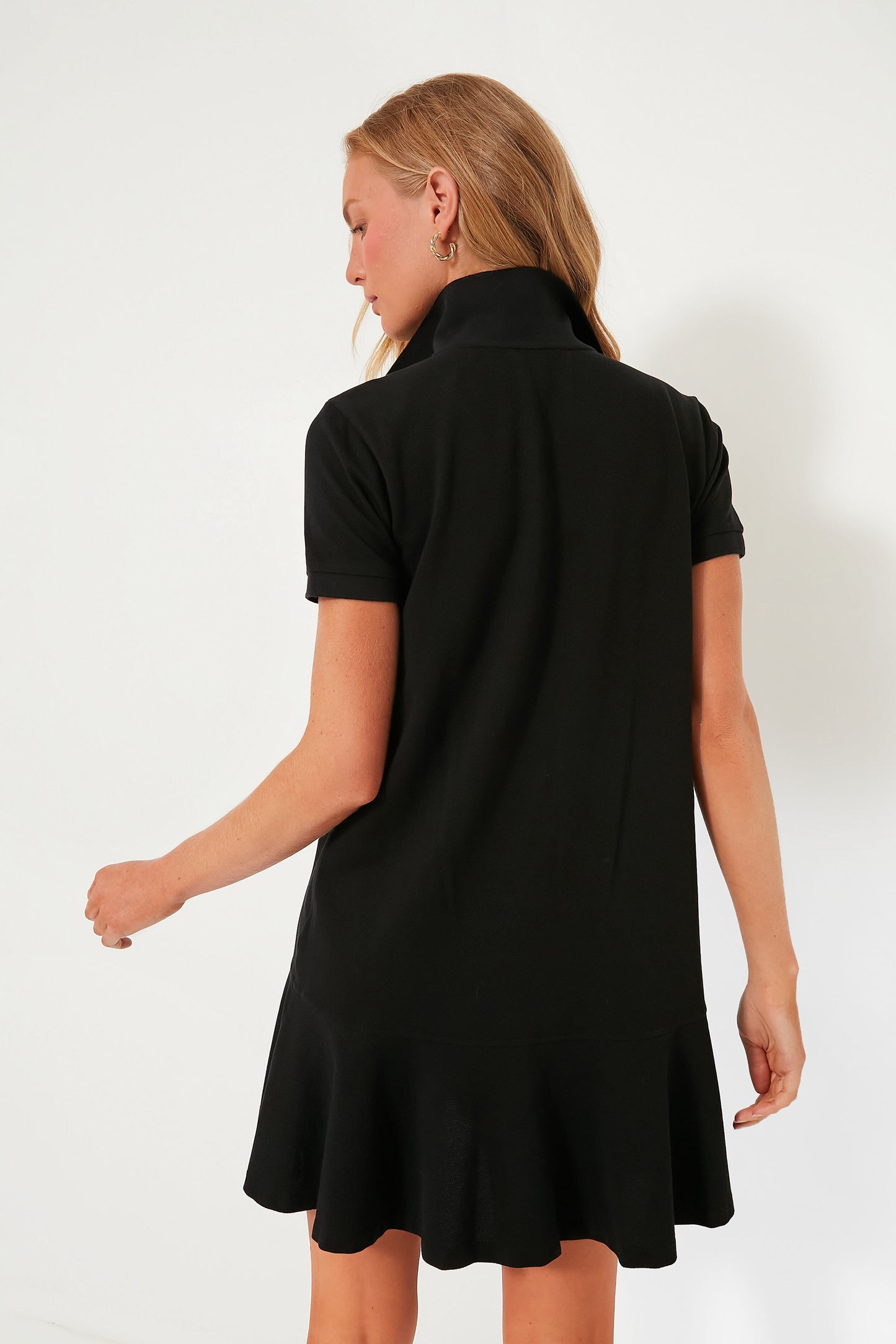 Black Pique May Polo Dress