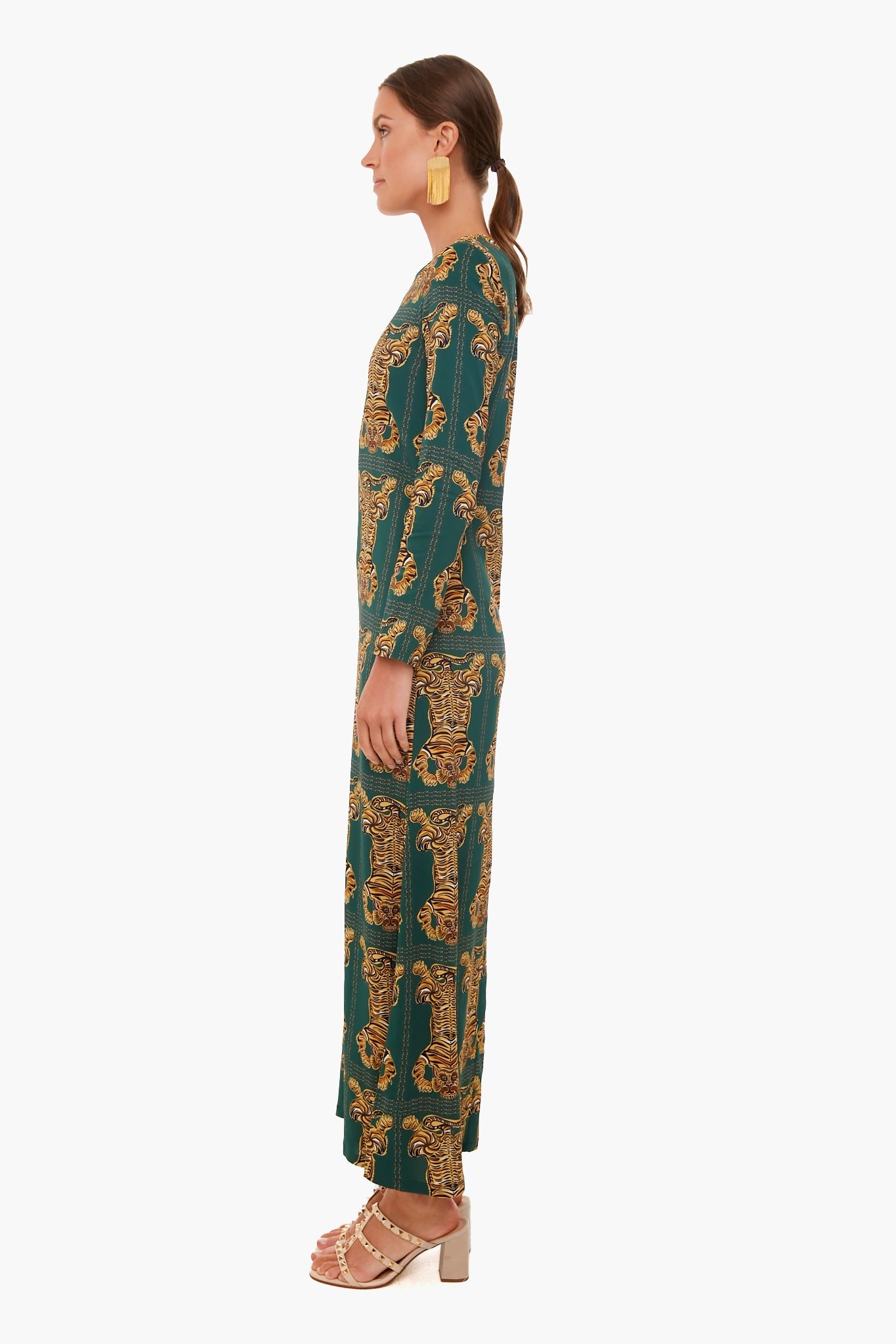 Tiger Tiles Long Sleeve Swing Dress