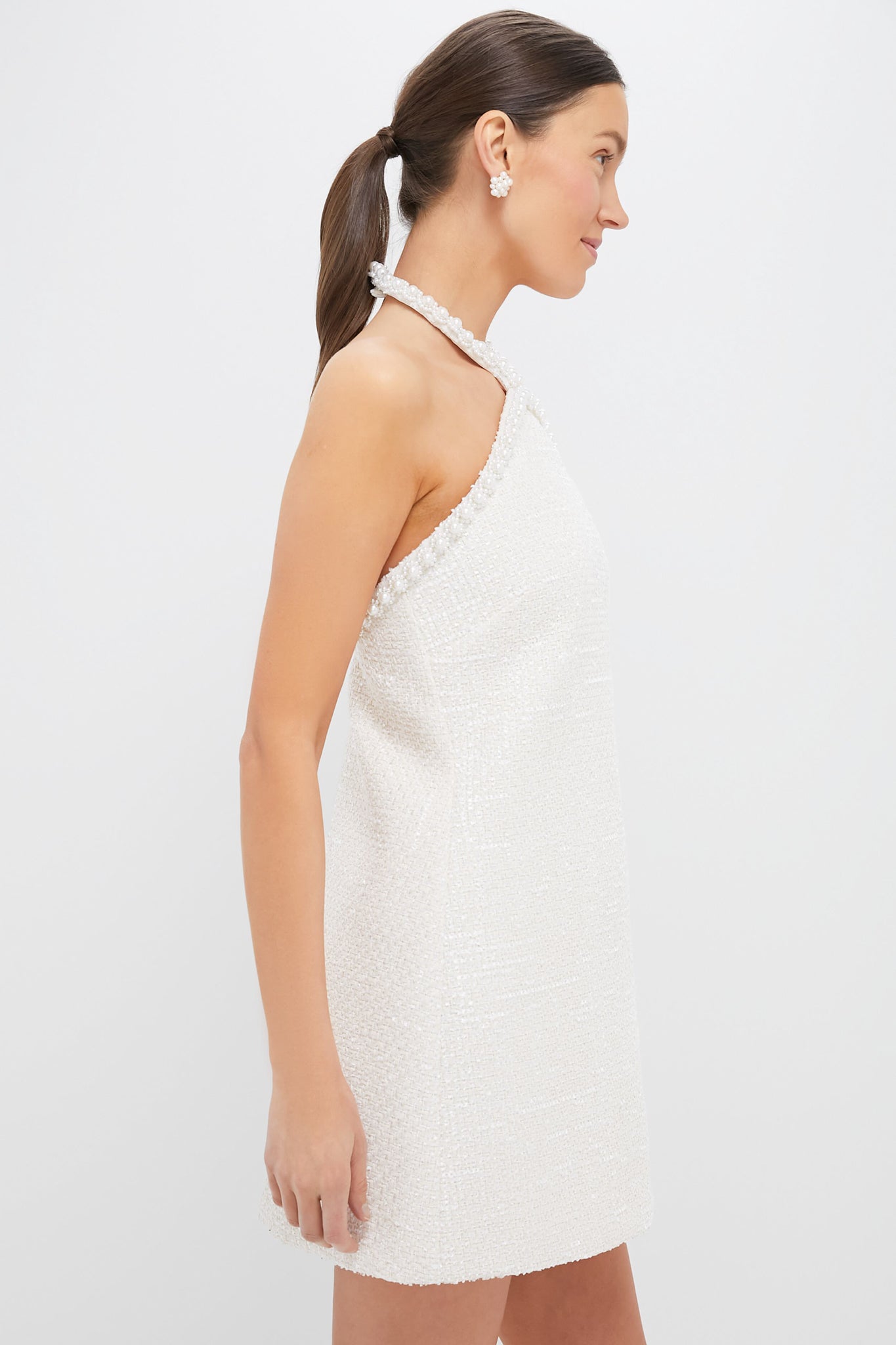 Cream Tweed & Pearl Petra Mini Dress