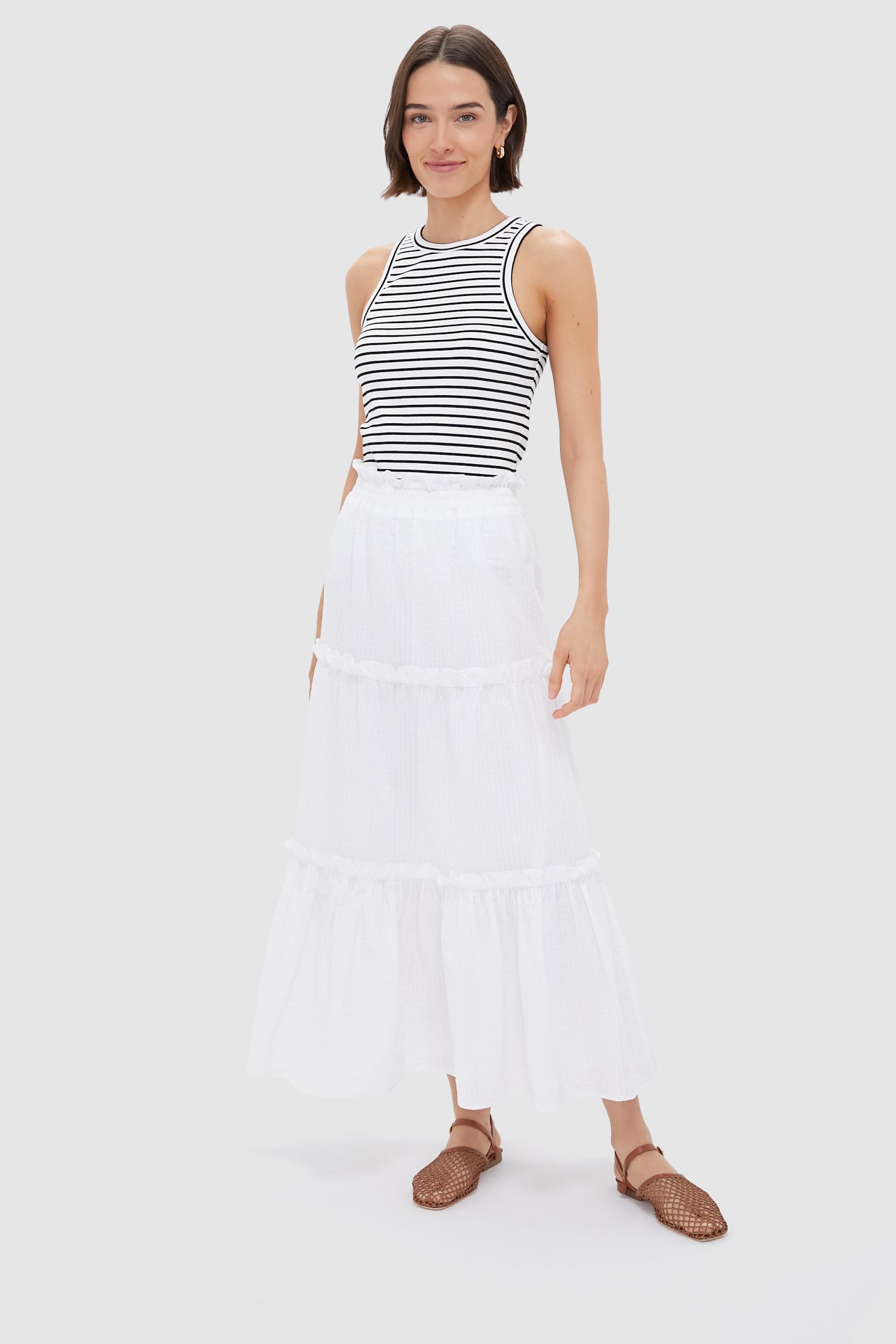 Black Stripe Foley Rib Racerback Tank