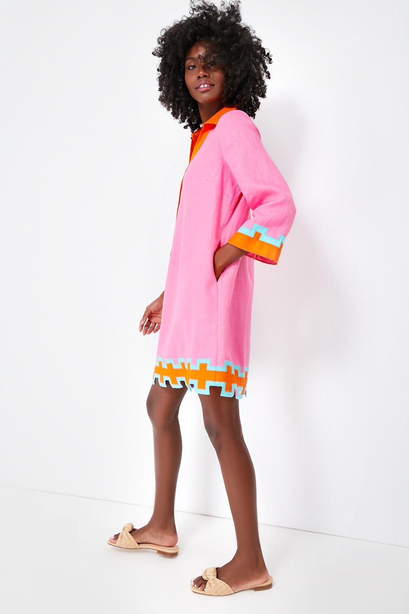 Peony Pink and Tangerine Collier Dress