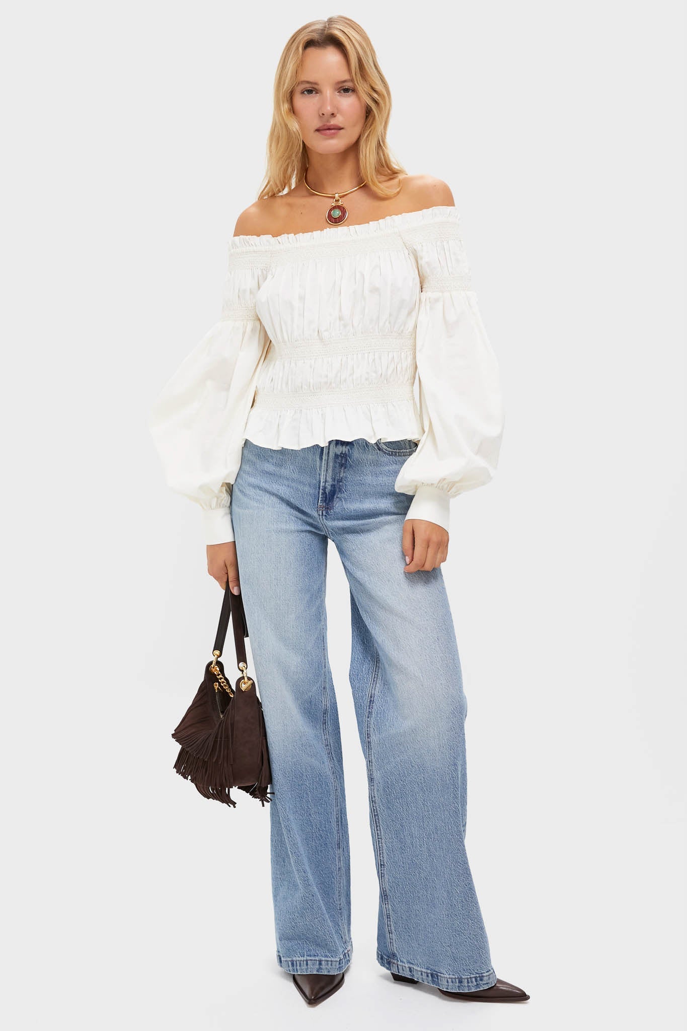 Vintage White Smocked Adeline Blouse