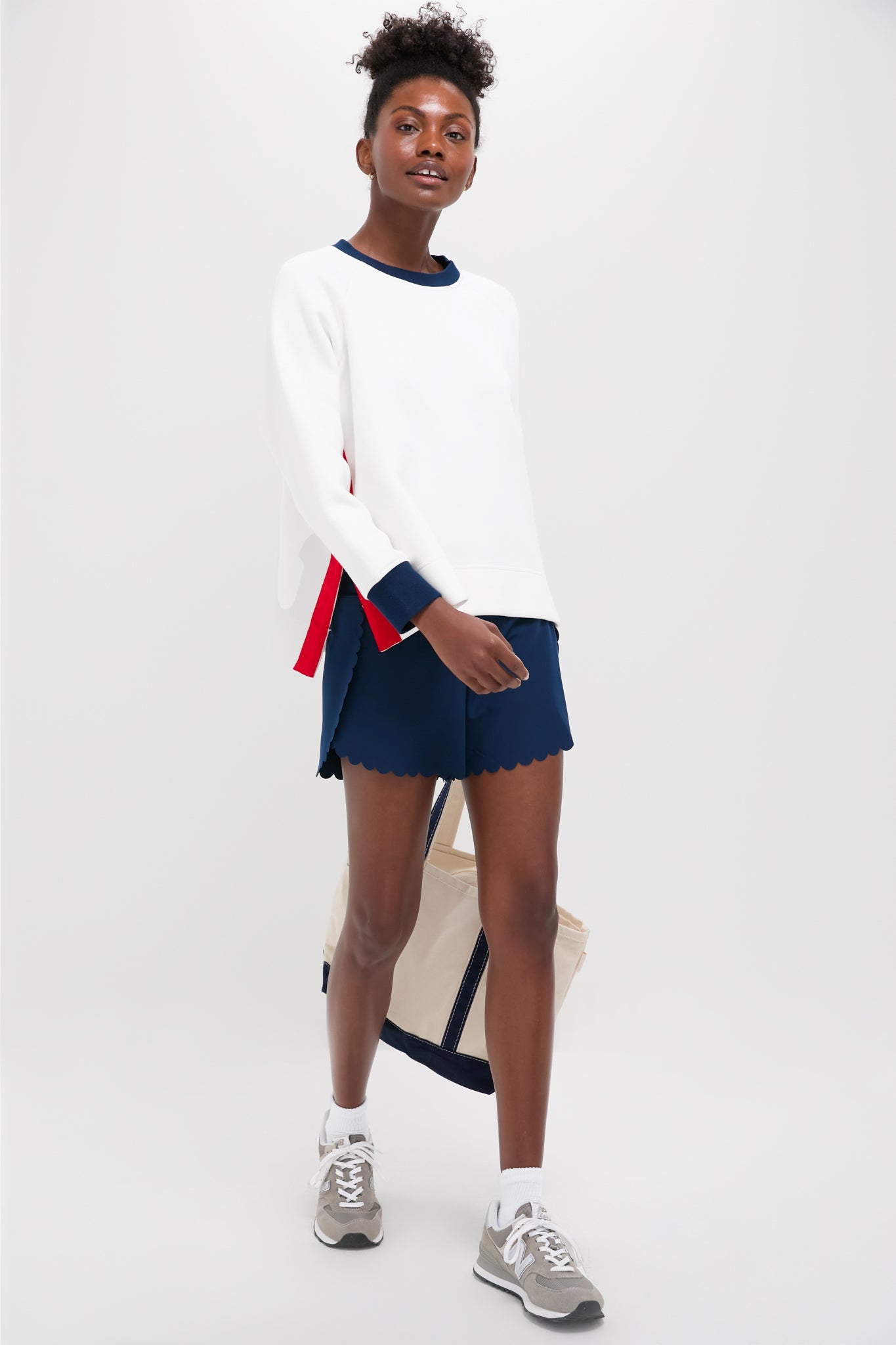 Navy Scallop Performance Jersey Marisa Short