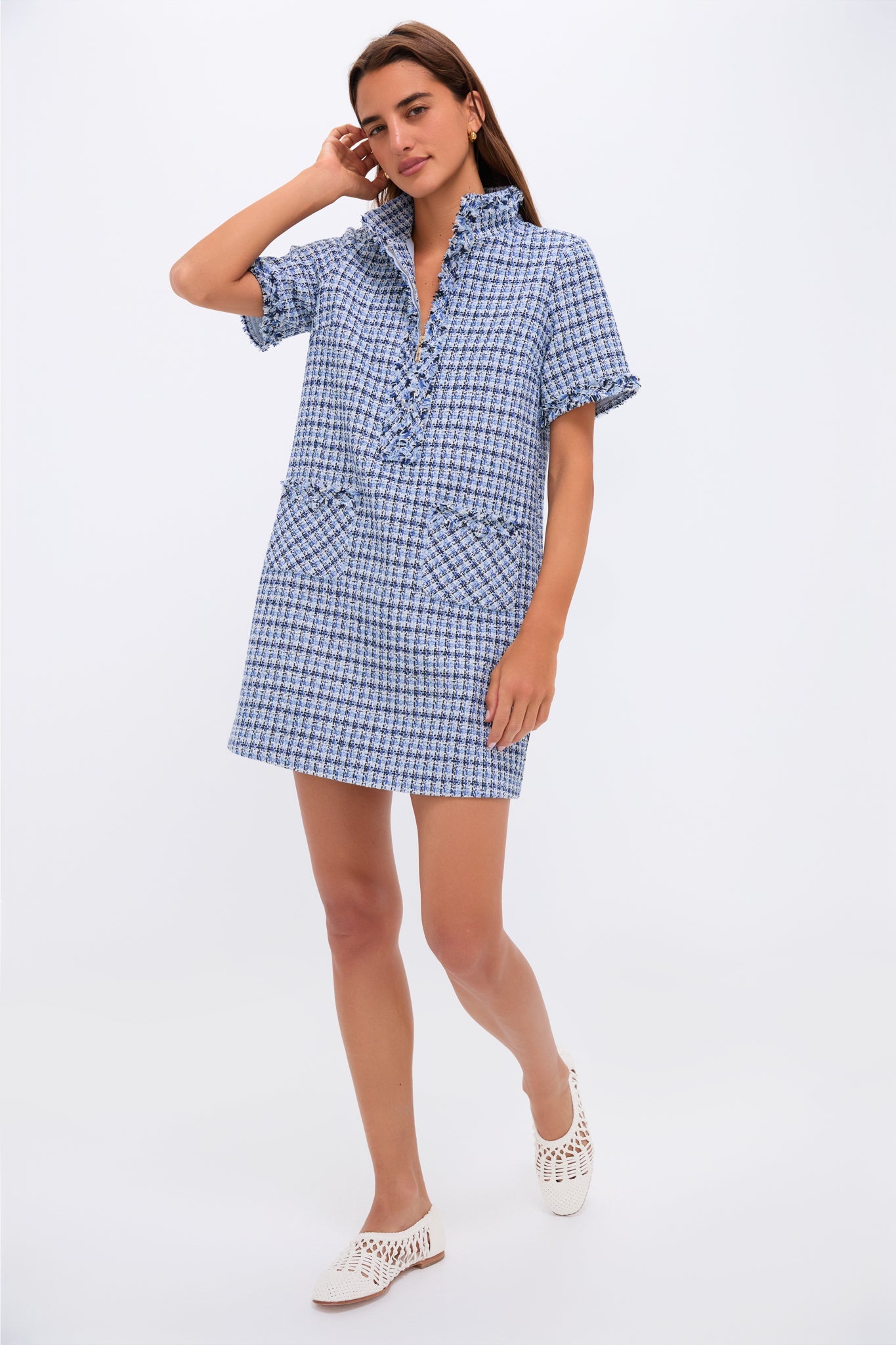 Blue Multi Tweed Ophelia Dress