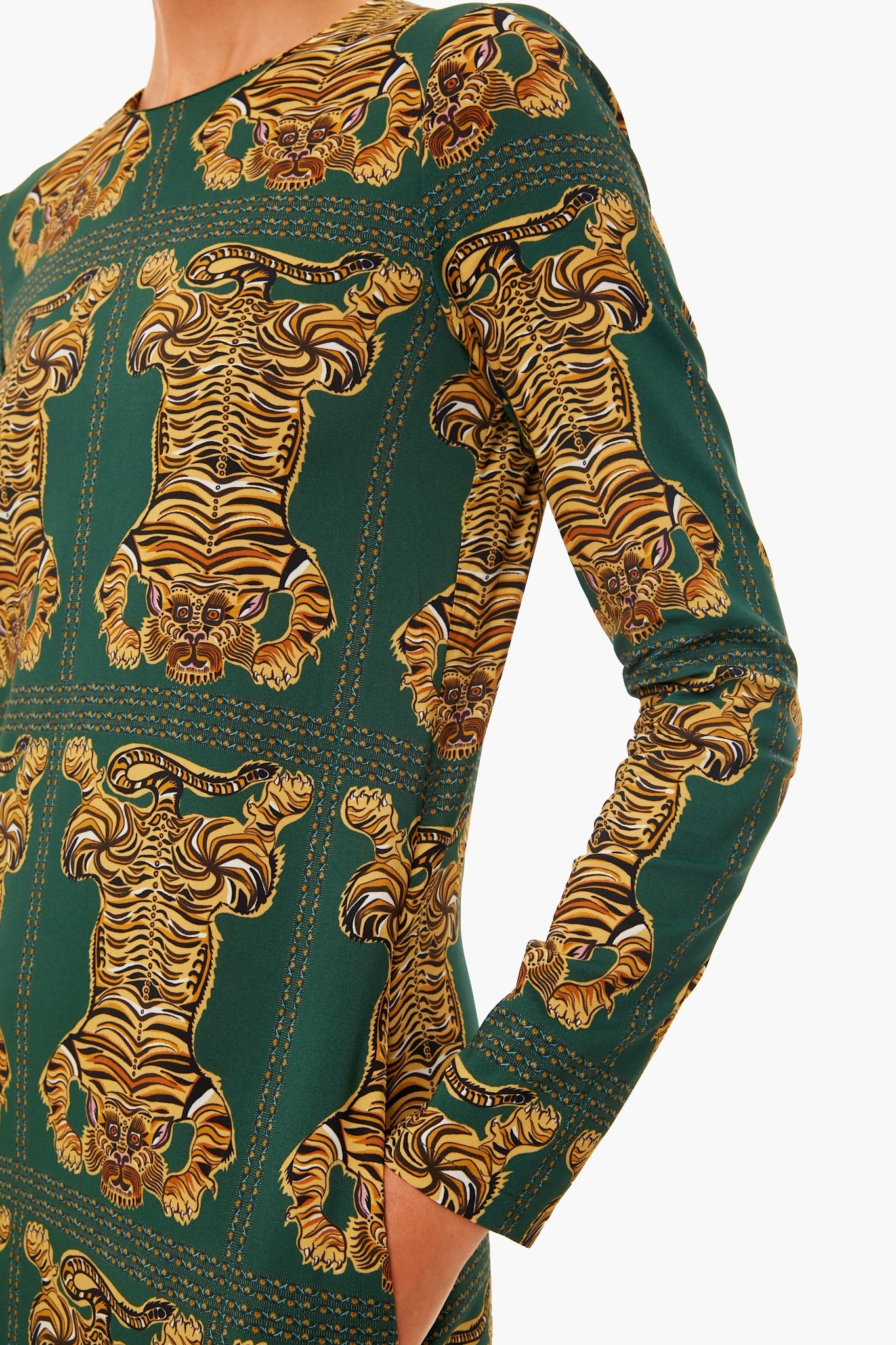 Tiger Tiles Long Sleeve Swing Dress