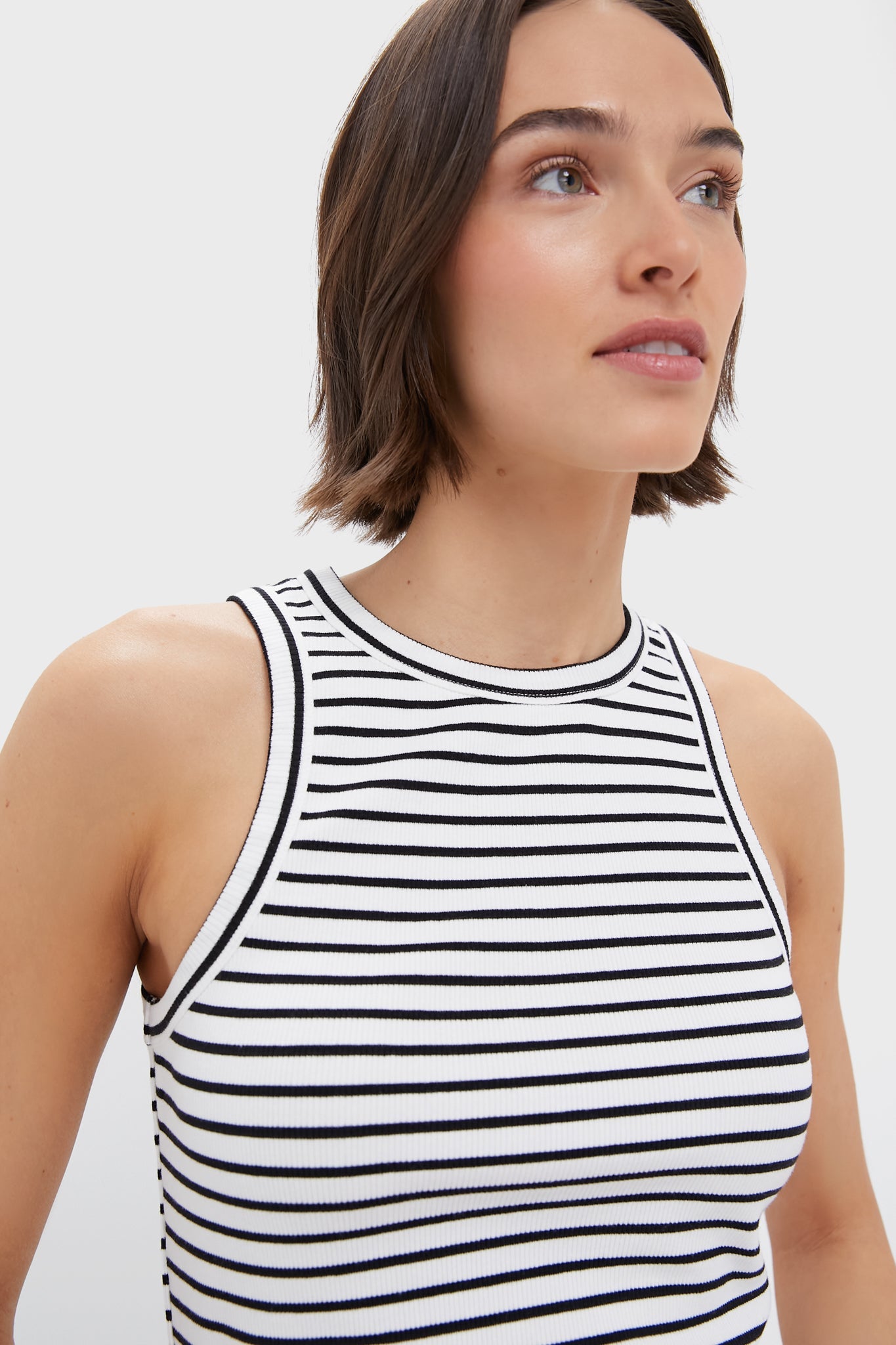 Black Stripe Foley Rib Racerback Tank