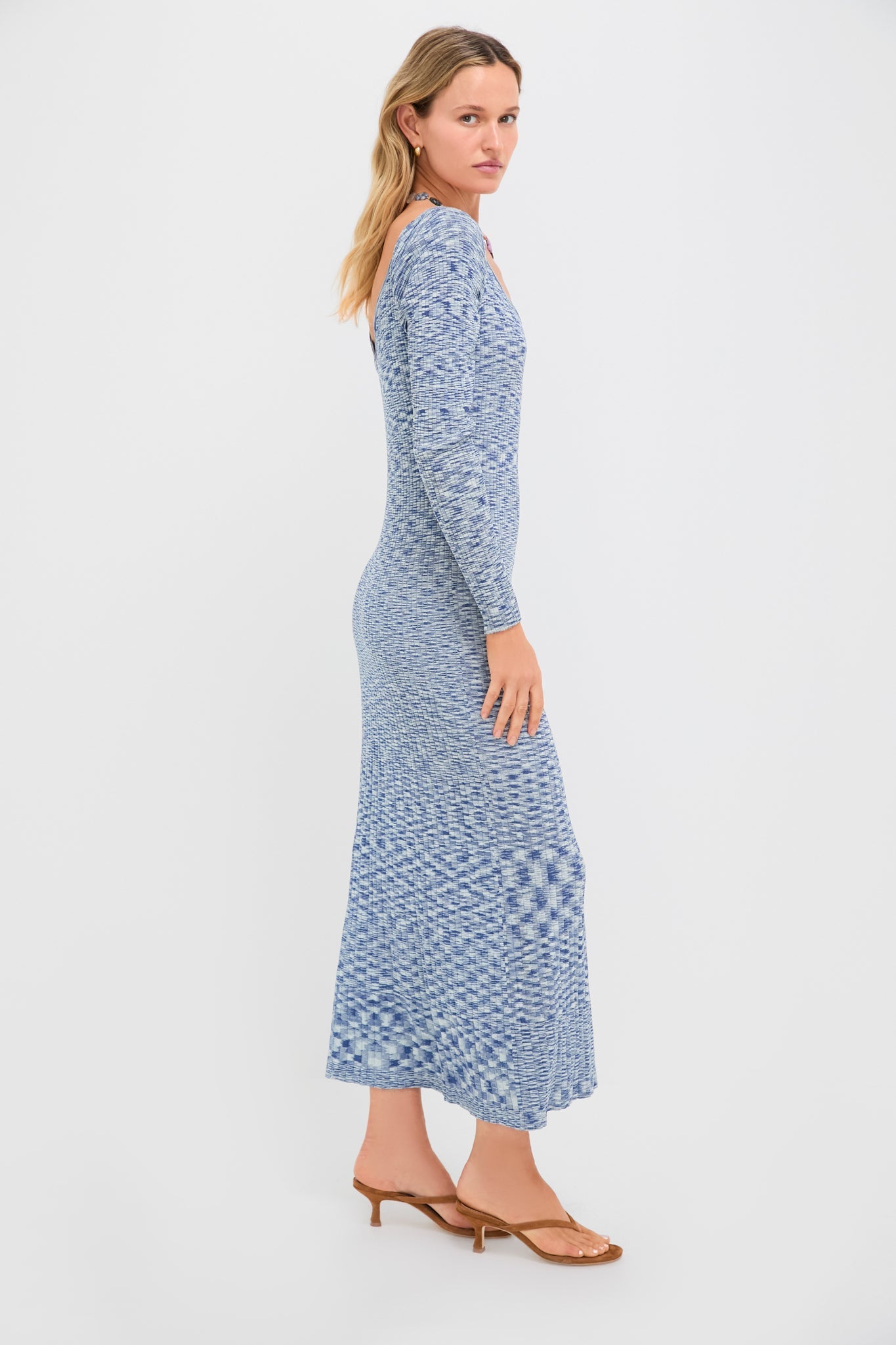 Navy Harper Off Shoulder Knit Sweater Midi Dress