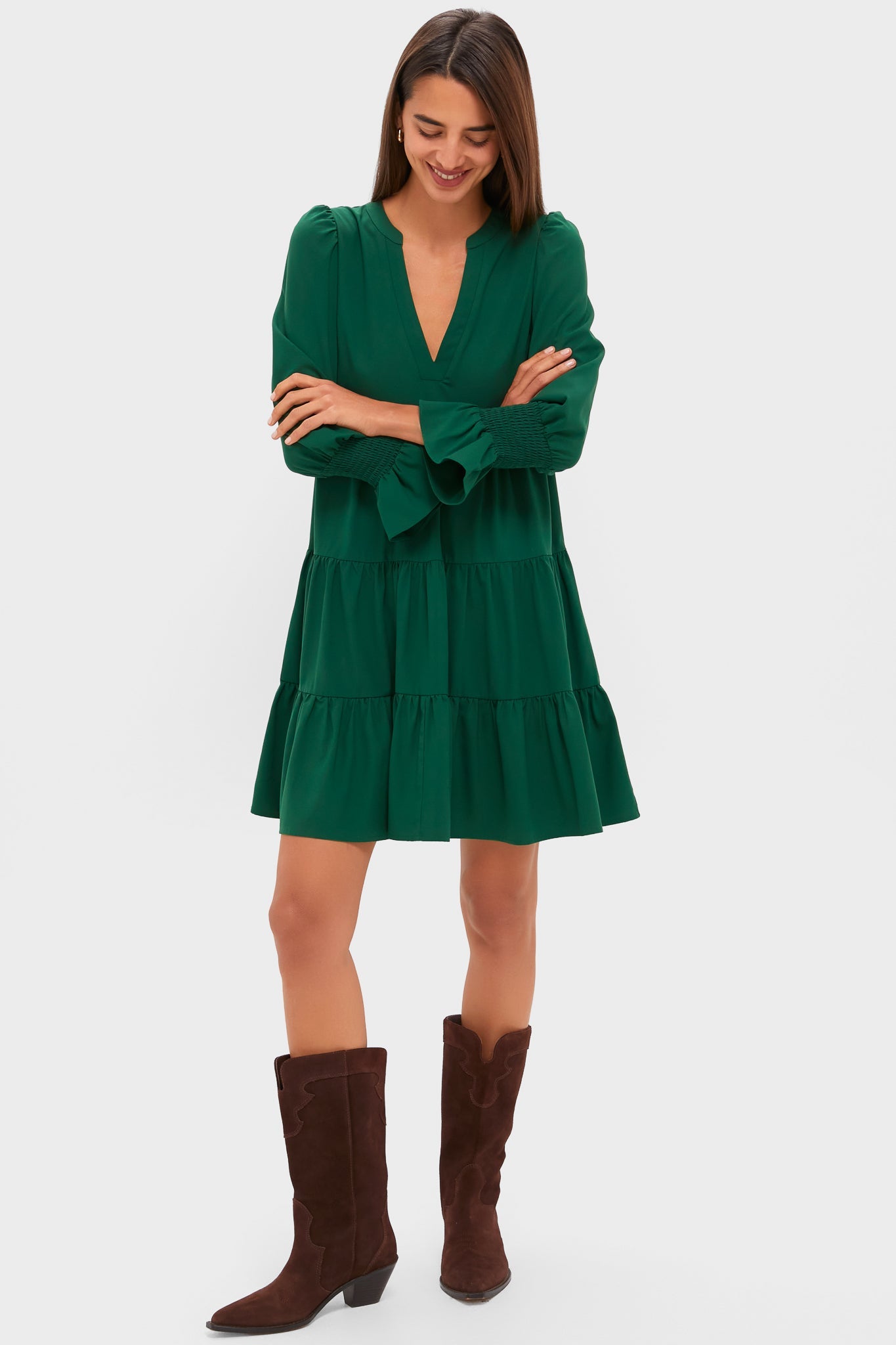 Hunter Green Crepe Kenzo Dress