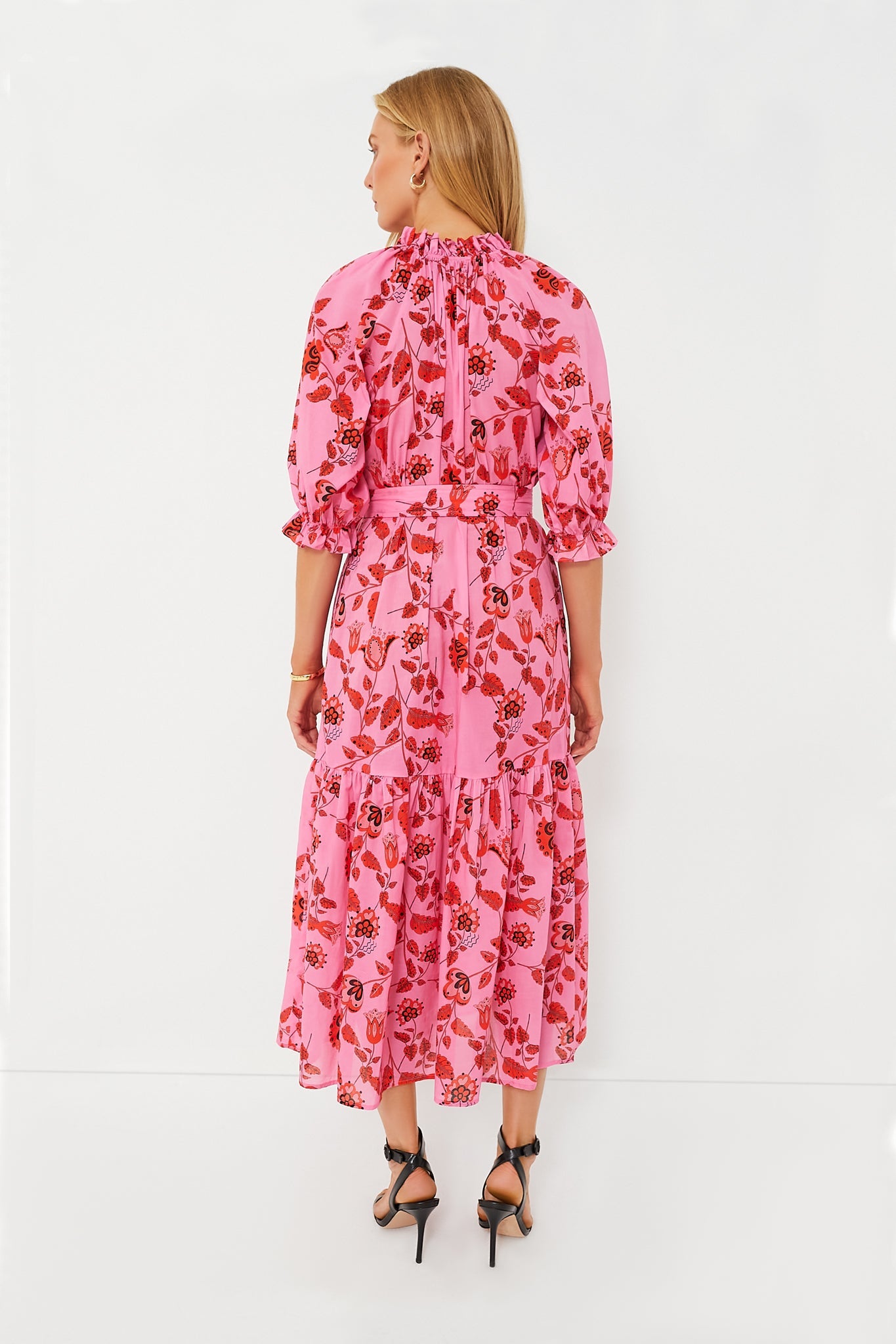 Red and Pink Floral Saratoga Cotton Dress