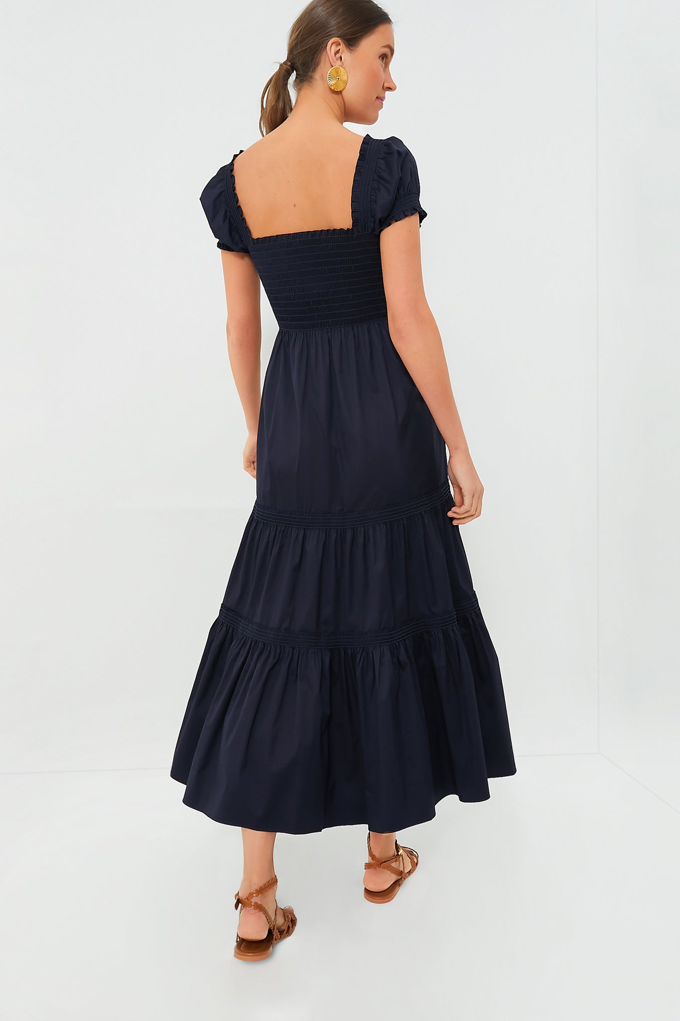 Medium Navy Smocked Cotton Dress