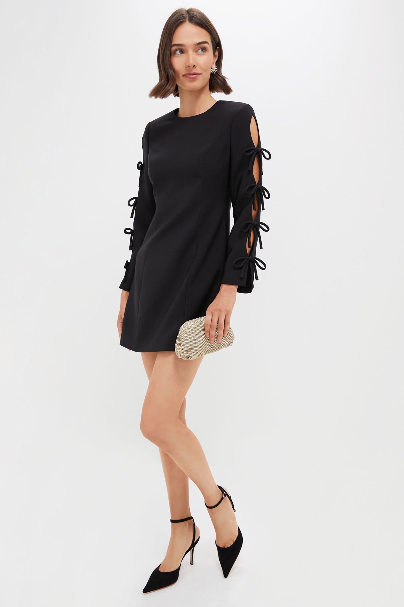 Black Bow Sleeve Belinda Mini Dress