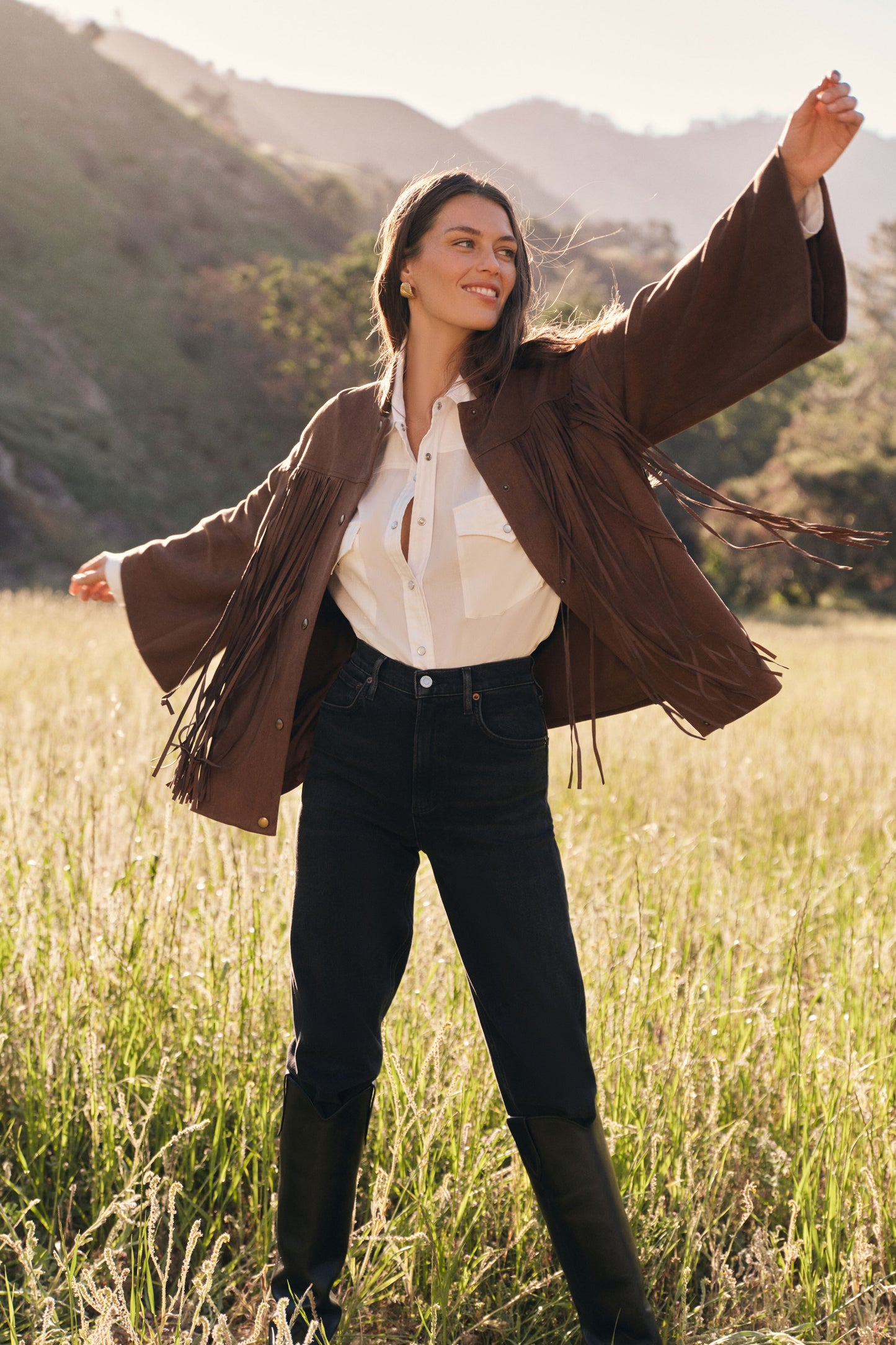Chocolate Suede Fringe Marant Shirt Jacket