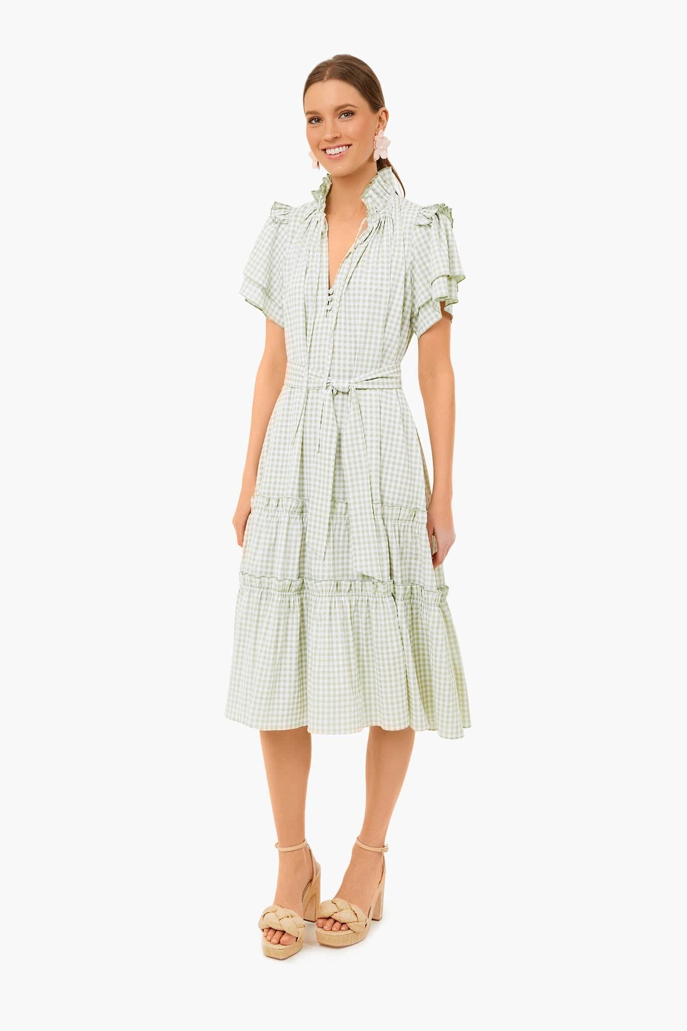 Pale Green Check Matthews Dress