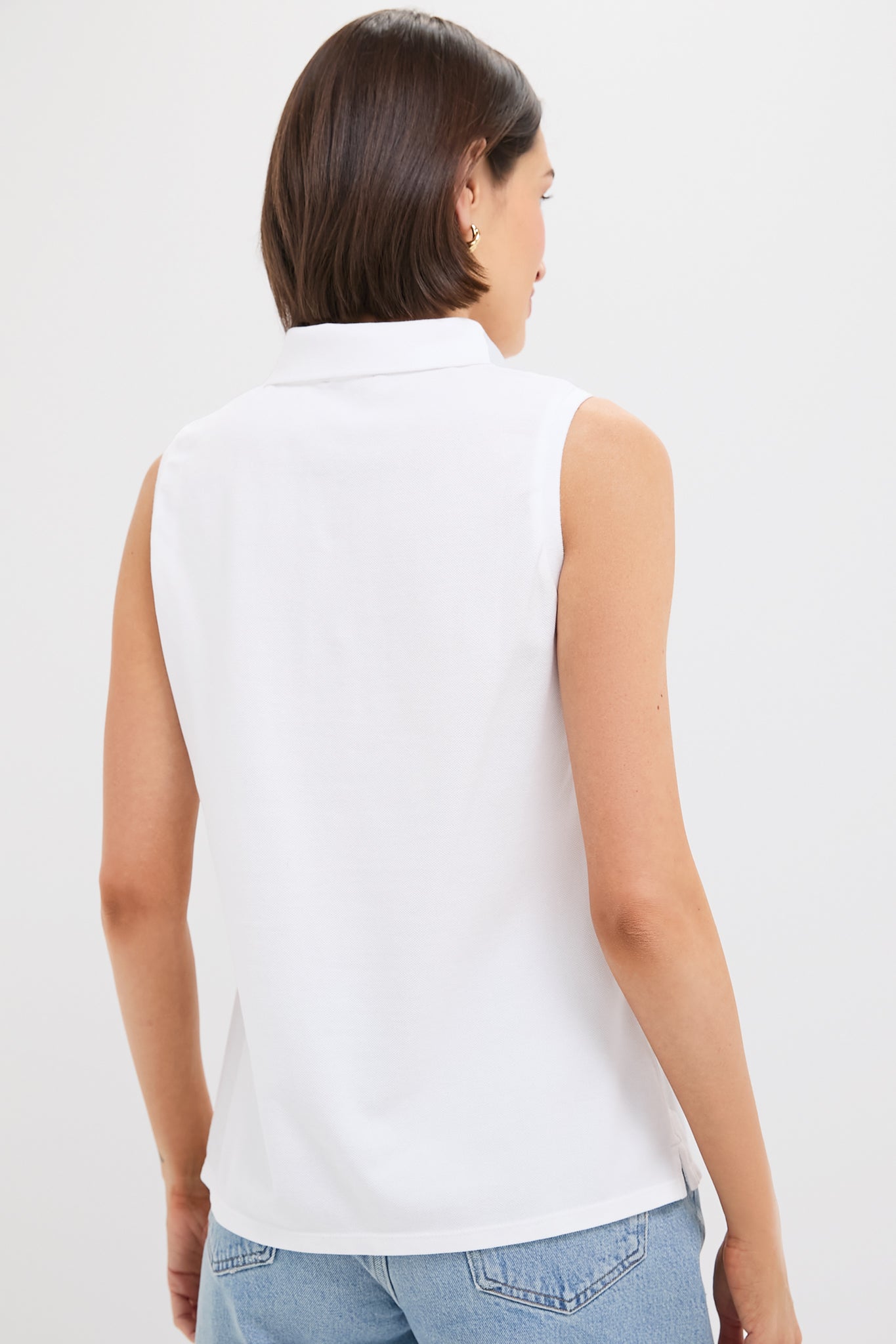 White Pique Sleeveless Ruffle Margaret Polo