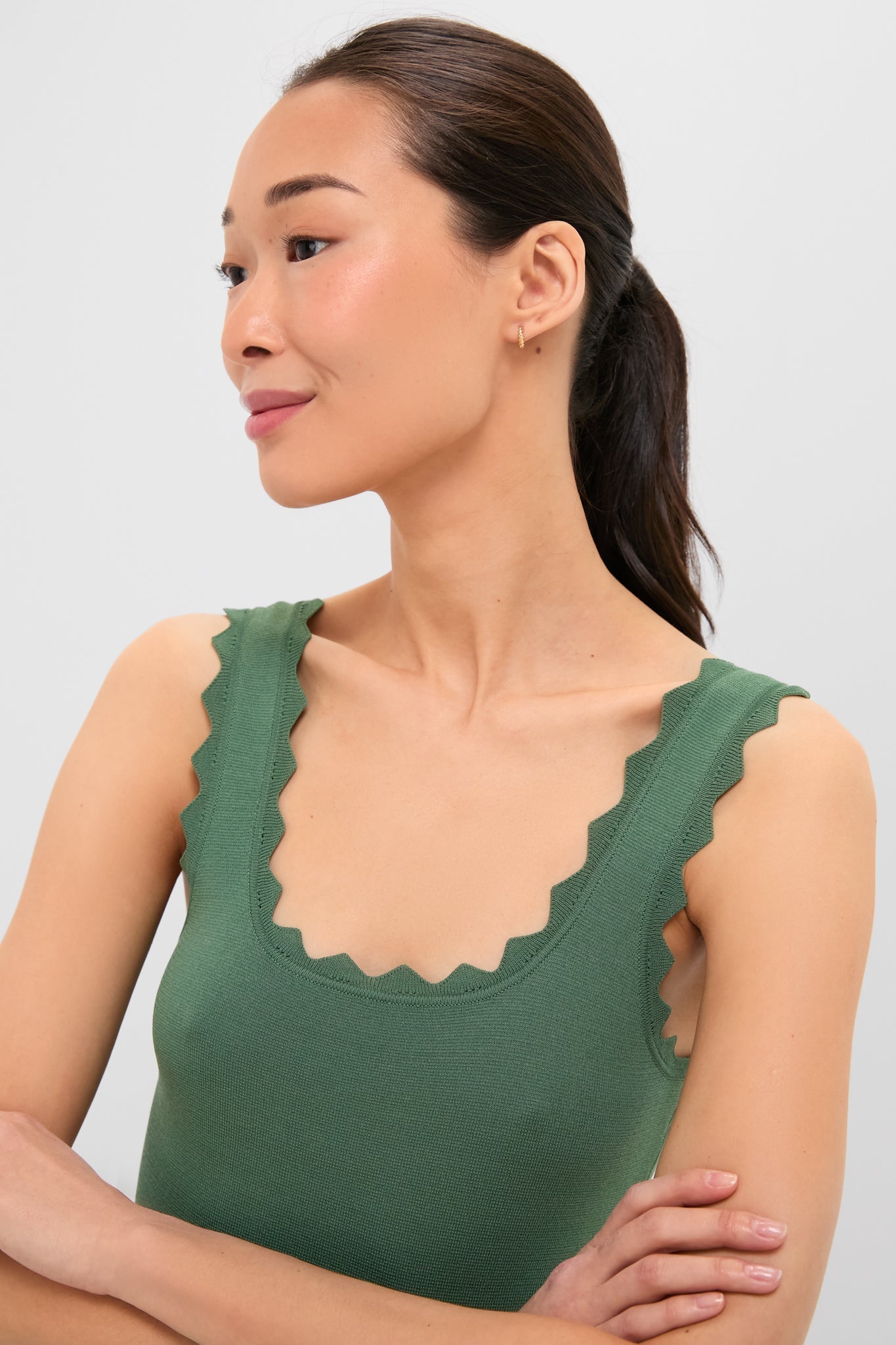 Olive Ric Rac Compression Tank