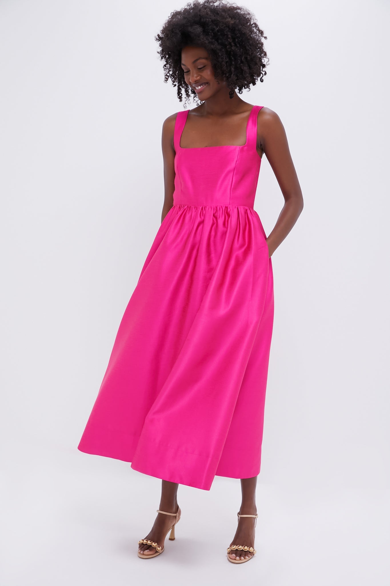Hot Pink Dupioni Esme Dress