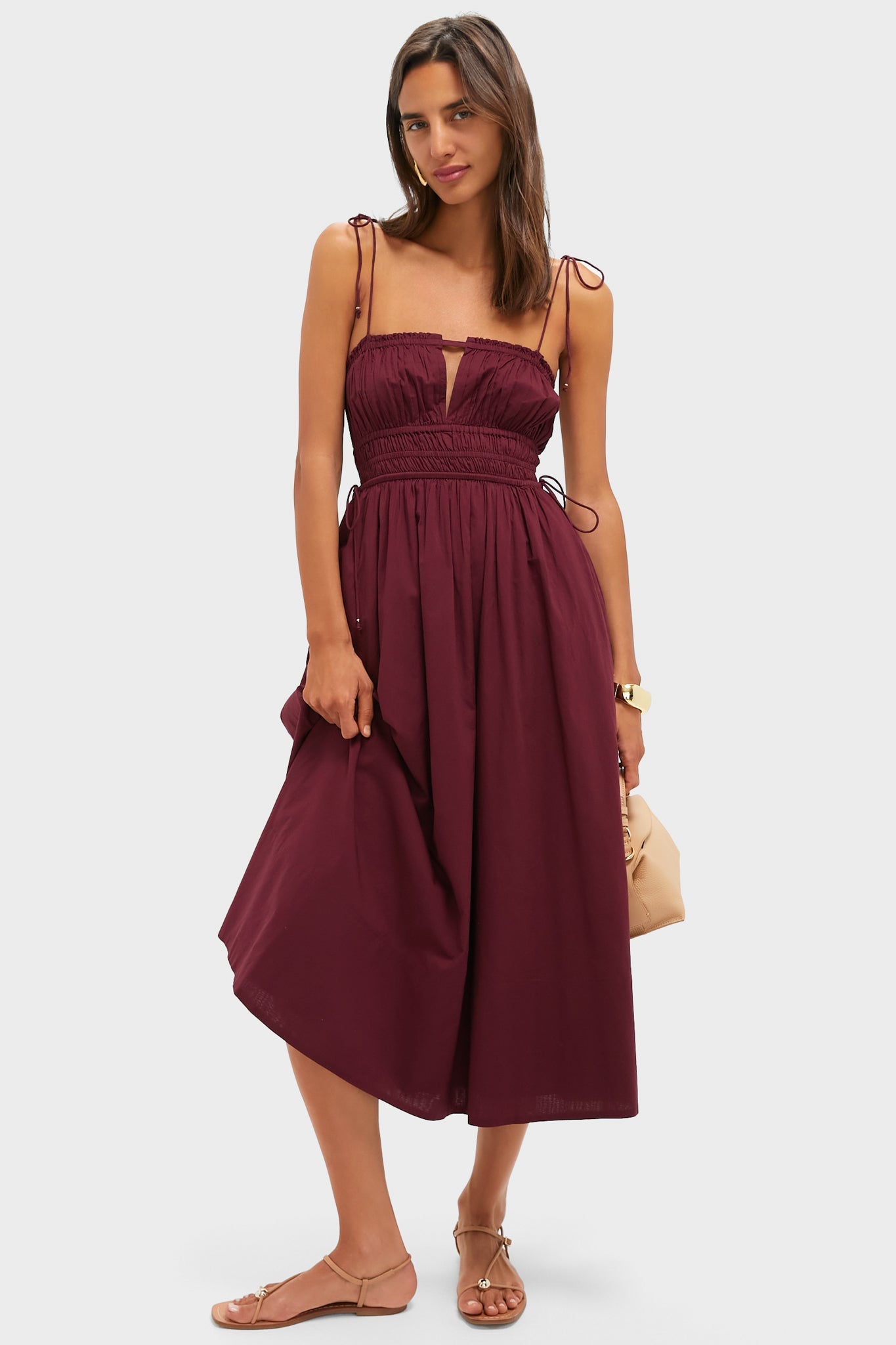 Bordeaux Eldora Midi Dress