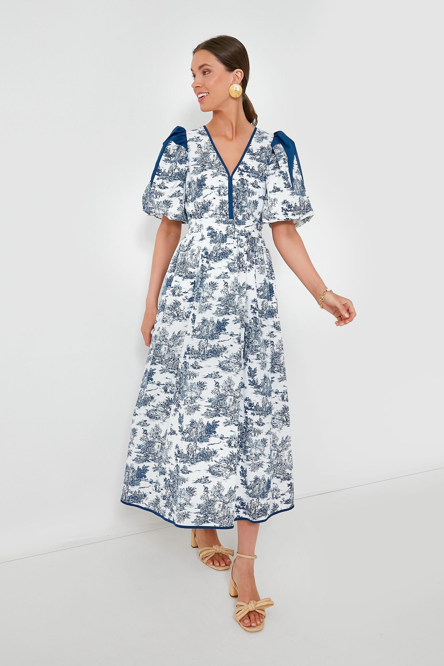 Blue Toile Reynolds Midi Dress