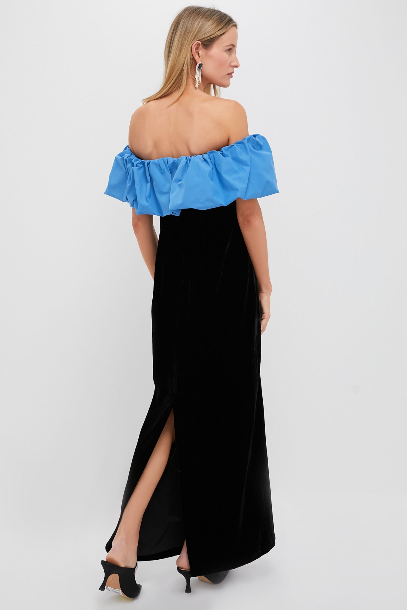 Zanzibar Blue and Black Velvet Artemis Dress