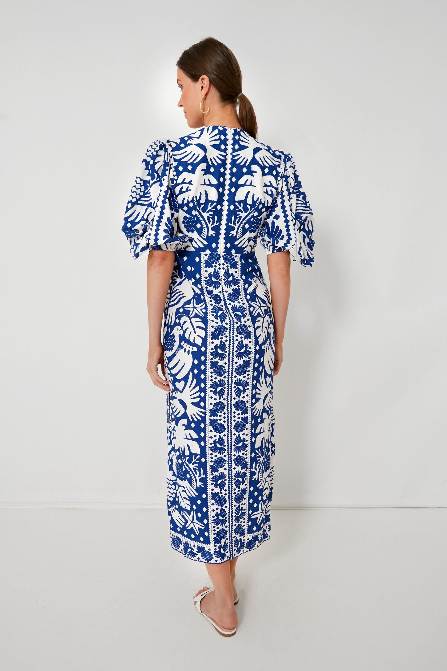 Jungle Scarf Navy Midi Dress