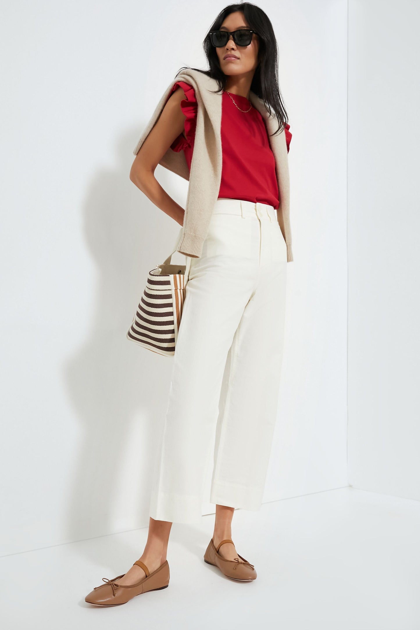 Red Kaia Flutter Sleeve Tee