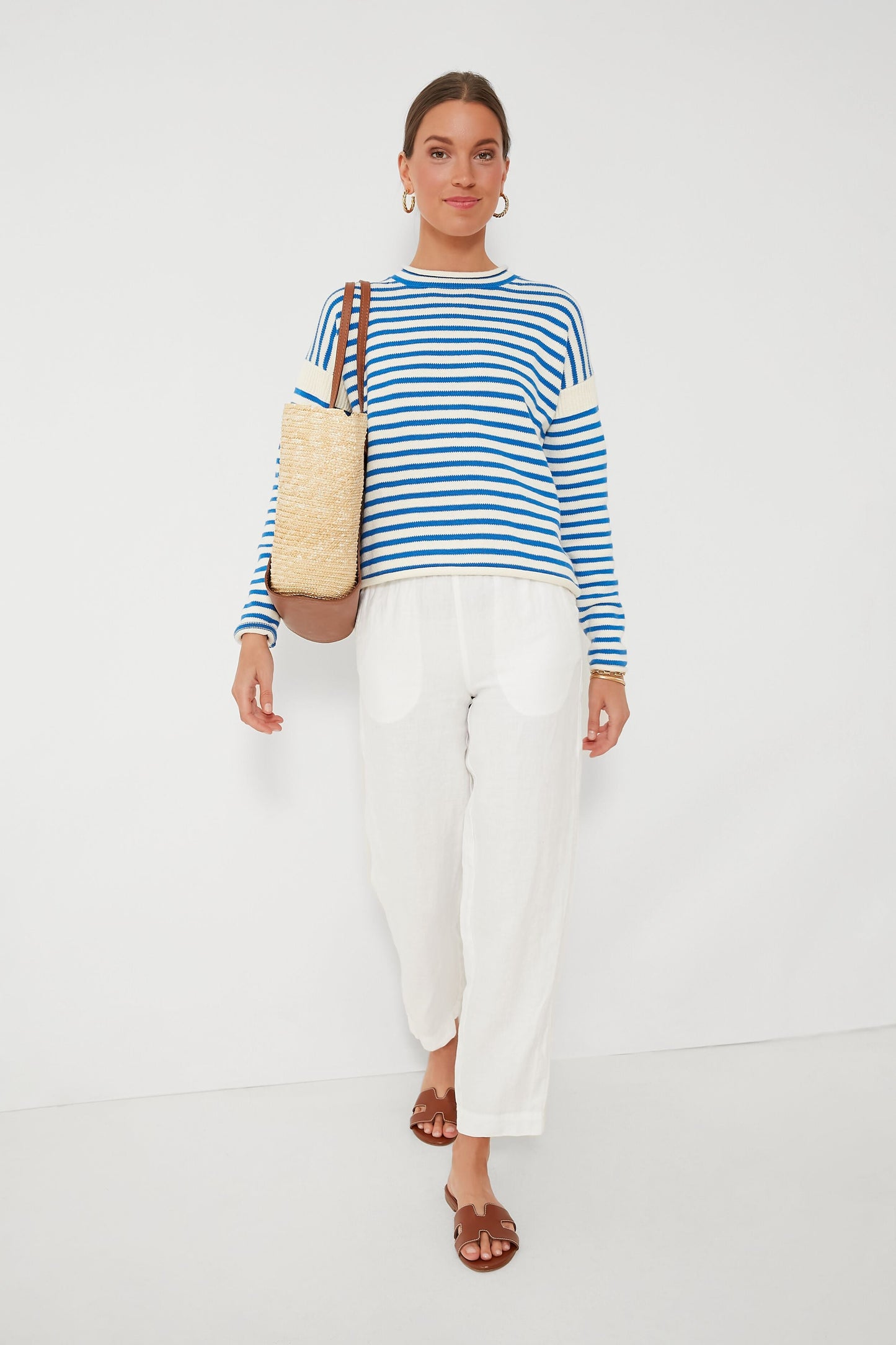 Ultramarine and Ivory Mariner Roll Neck