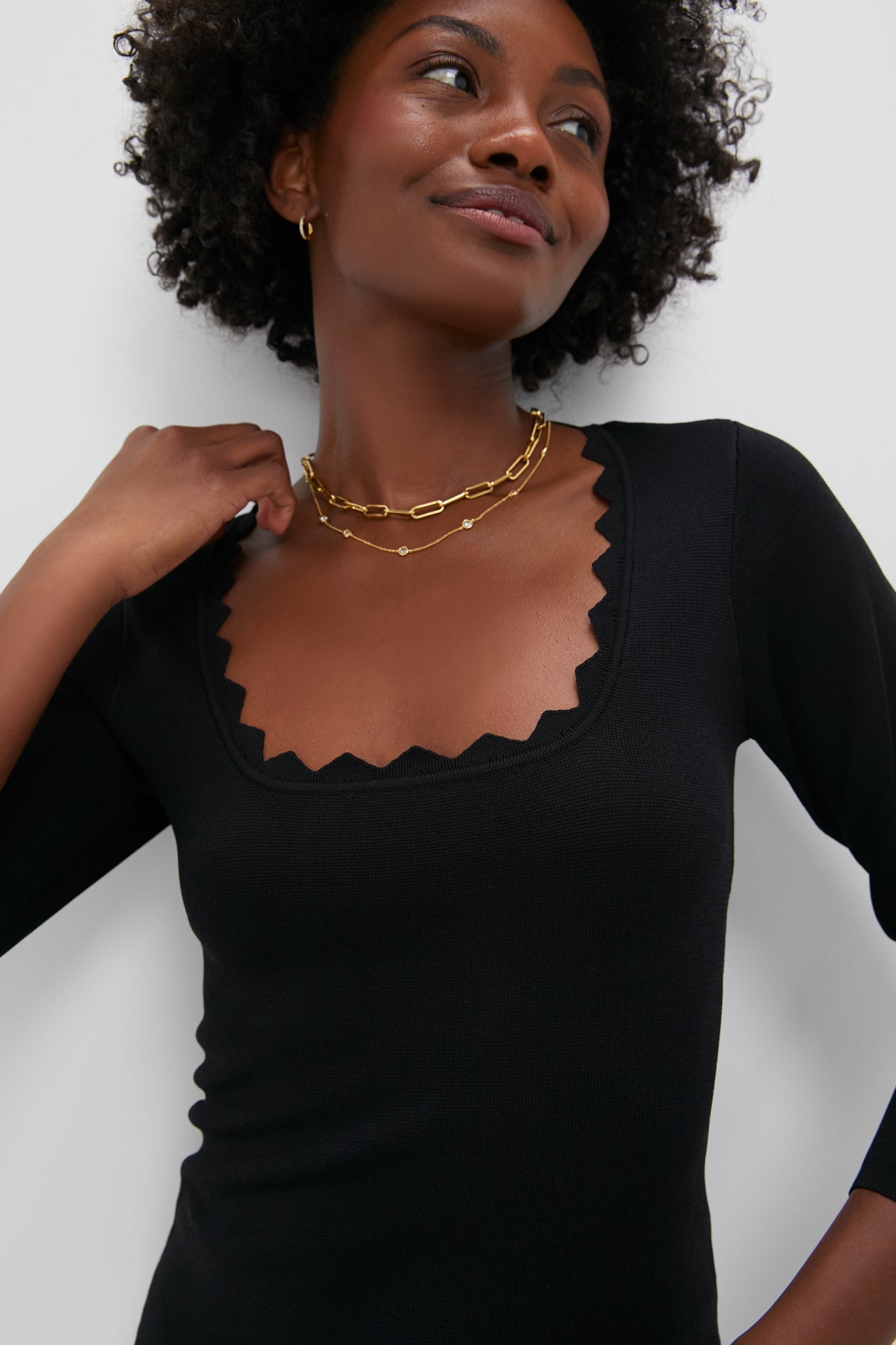 Black Ric Rac Long Sleeve Compression Top