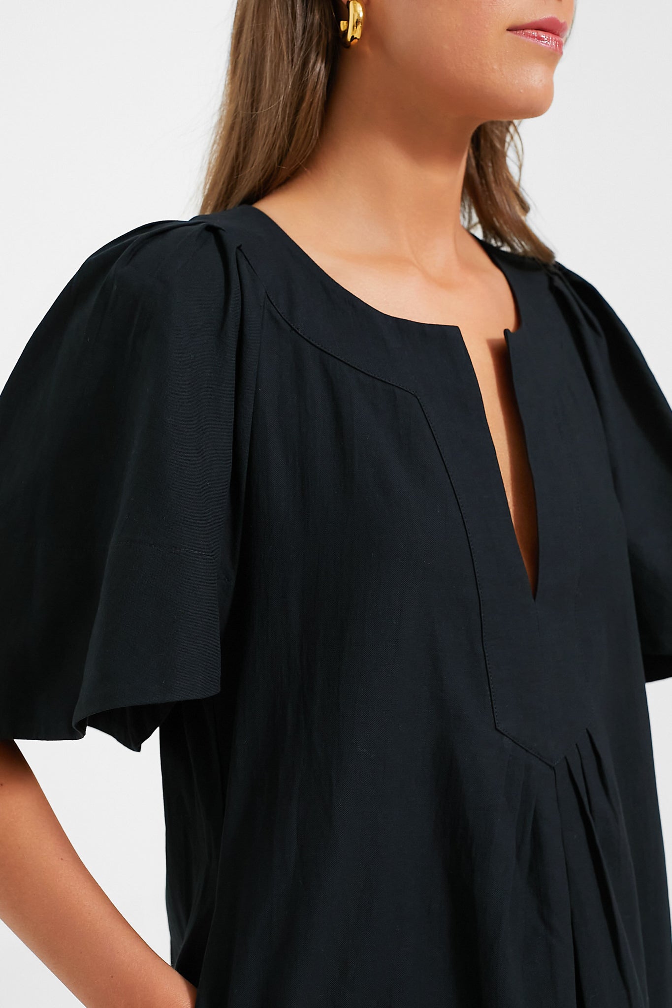 Black Finley Flutter Sleeve Maxi Dress