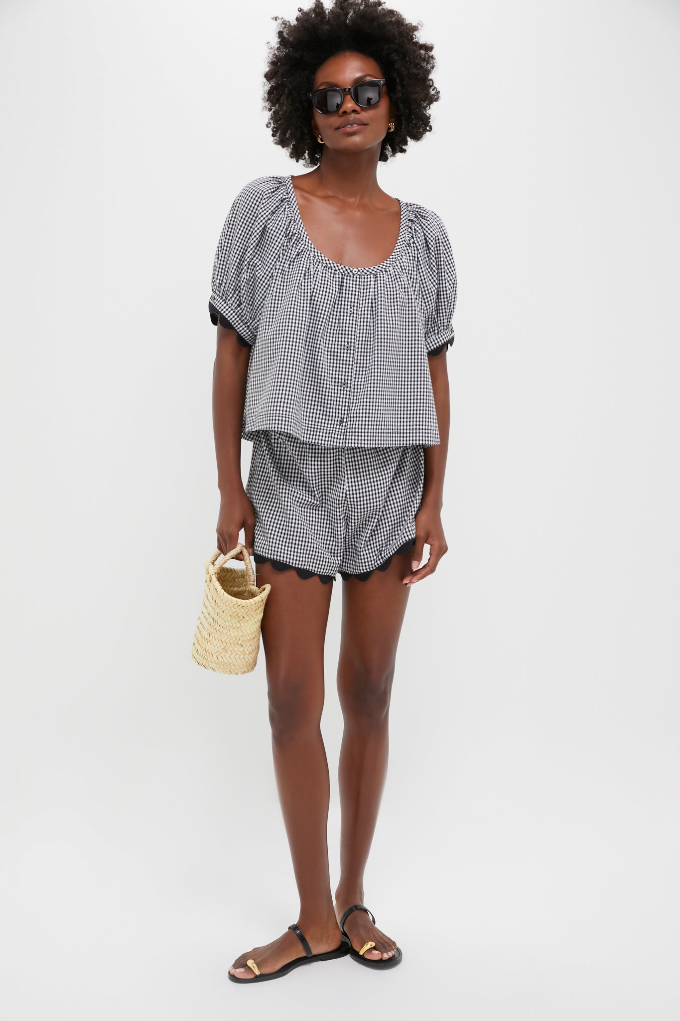 Black Gingham Ric Rac Ava Short