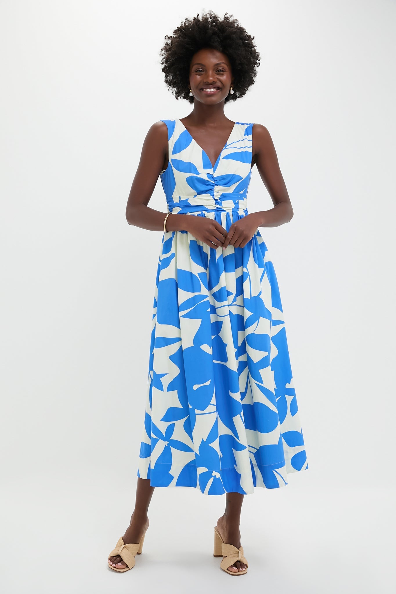 Blue & White Floral Carson Maxi Dress