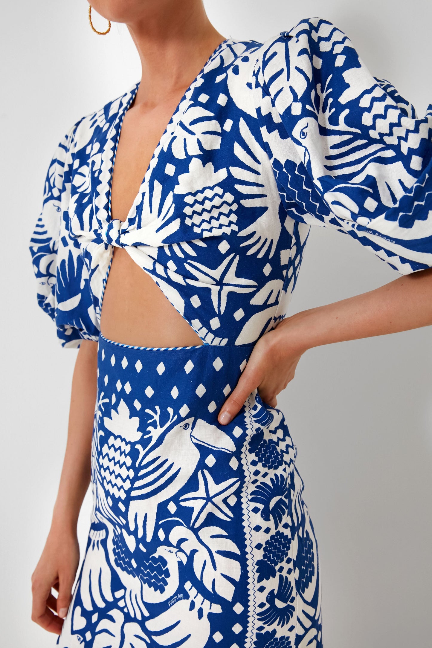 Jungle Scarf Navy Midi Dress