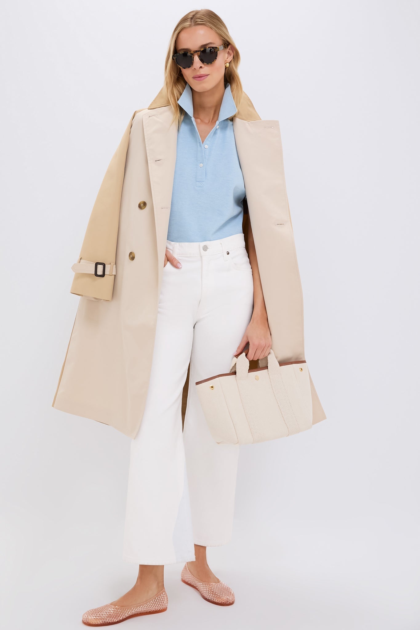 Light Blue Pique Puff Sleeve Peggy Polo