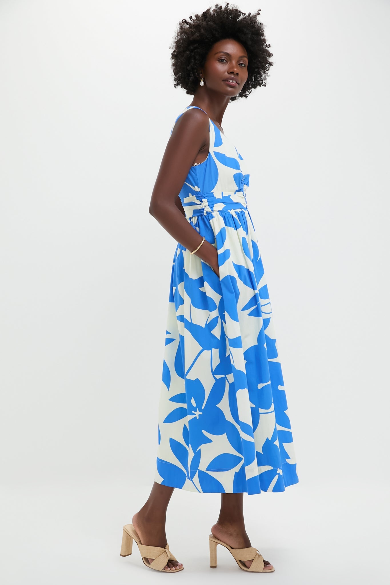 Blue & White Floral Carson Maxi Dress
