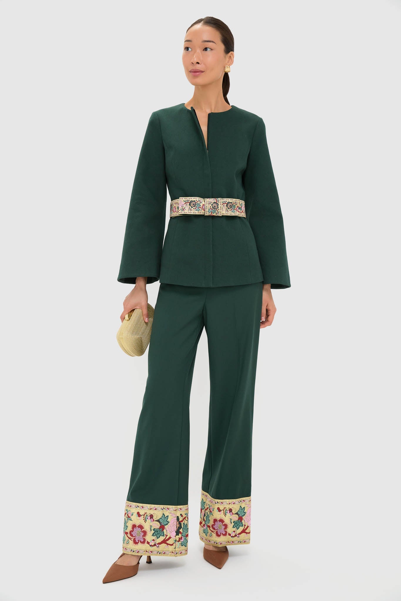 Garden Scrollwork Jacquard Cuff Erin Pants