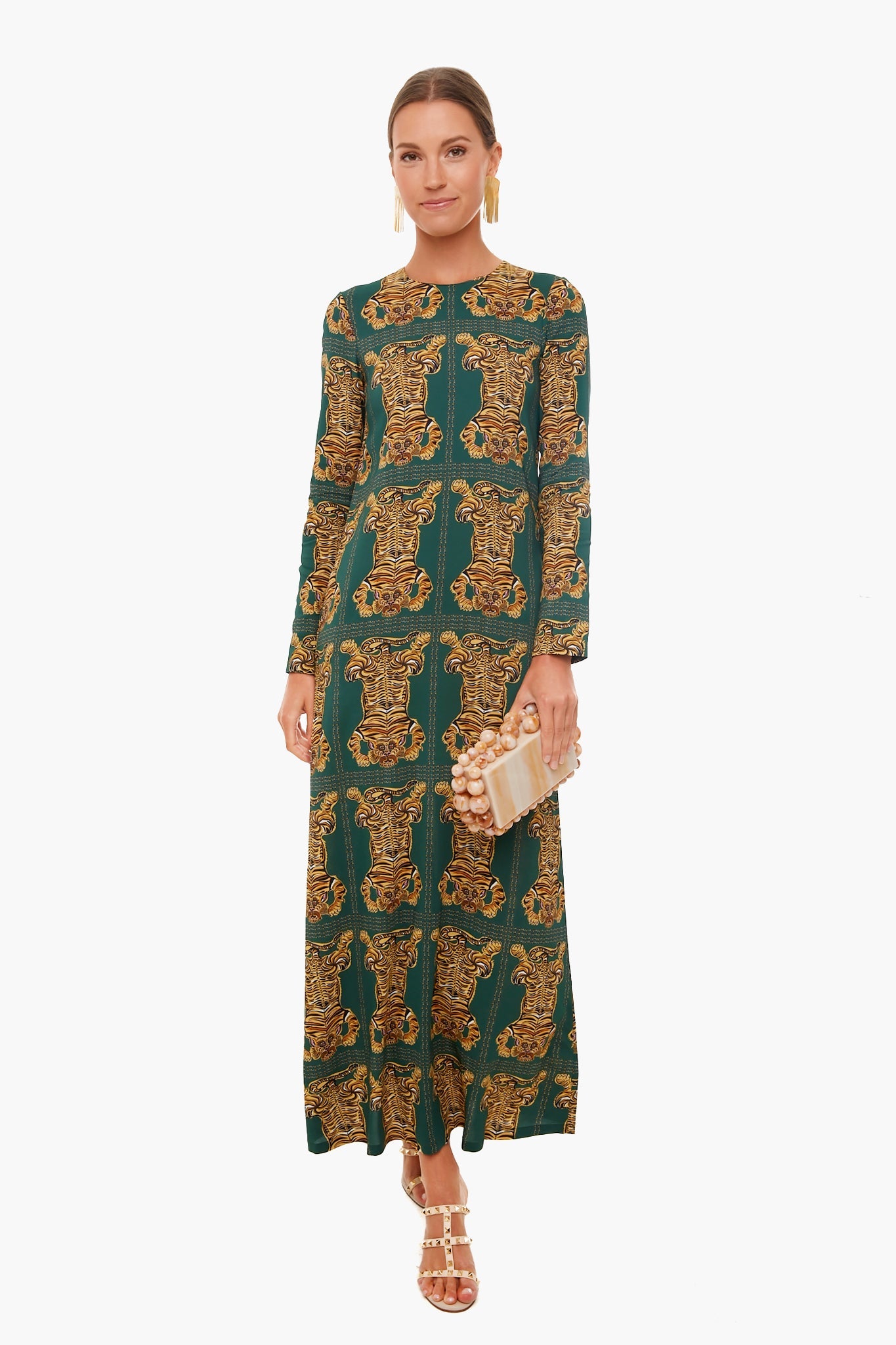 Tiger Tiles Long Sleeve Swing Dress